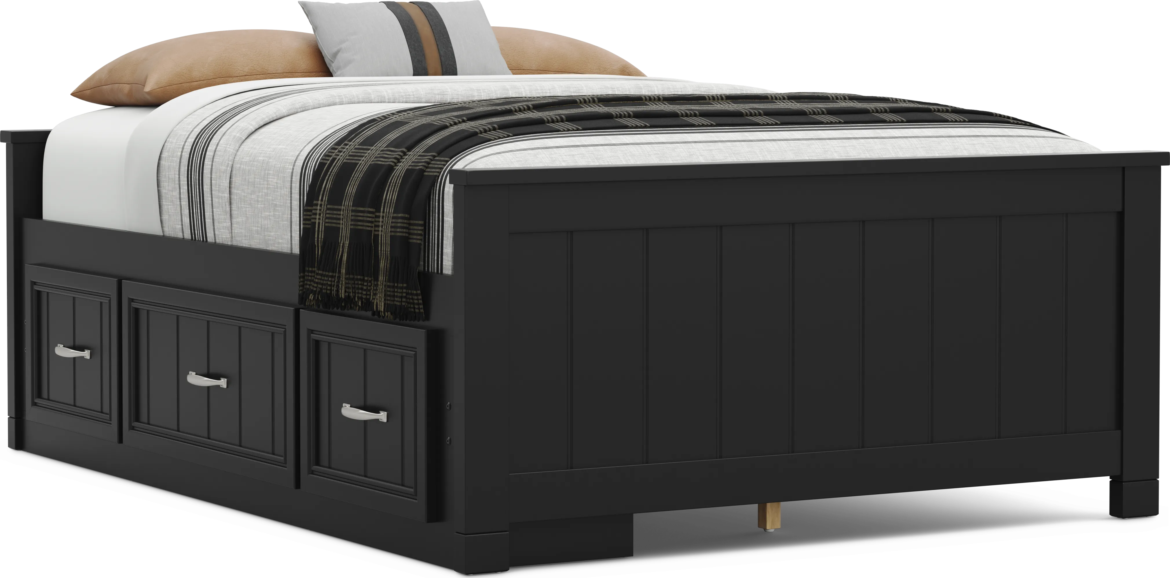 Kids Cottage Colors 2.0 Black Full Low Profile Bed with Storage Side Rail - Thumbnail - Image 1