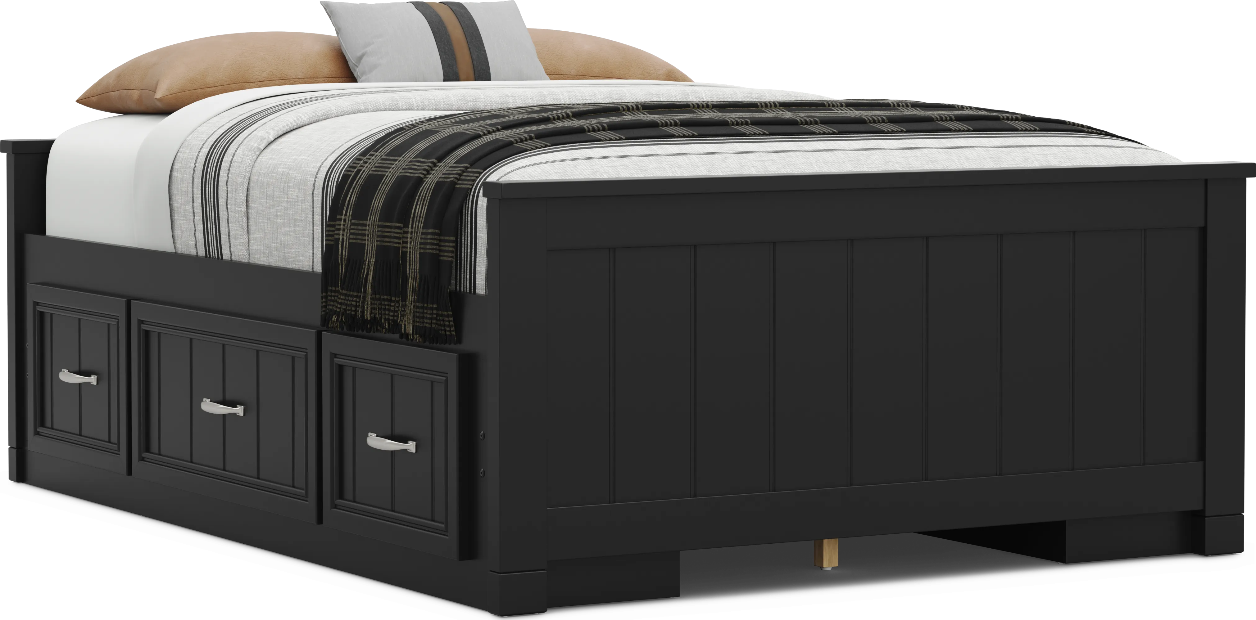 Kids Cottage Colors 2.0 Black Full Low Profile Bed with 2 Storage Side Rails - Thumbnail - Image 1