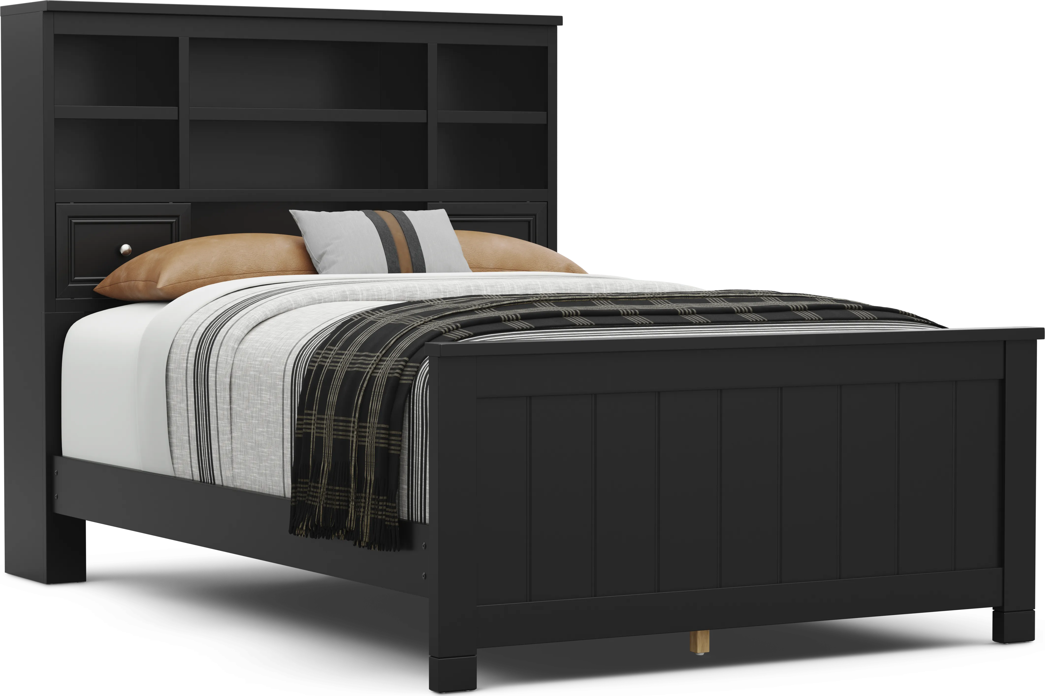Kids Cottage Colors 2.0 Black Full Bookcase Bed - Thumbnail - Image 1