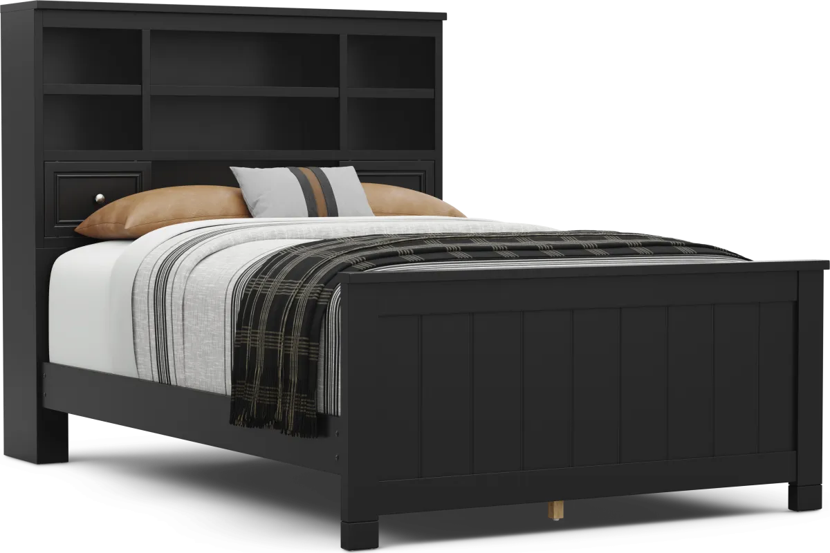 Kids Cottage Colors 2.0 Black Full Bookcase Bed