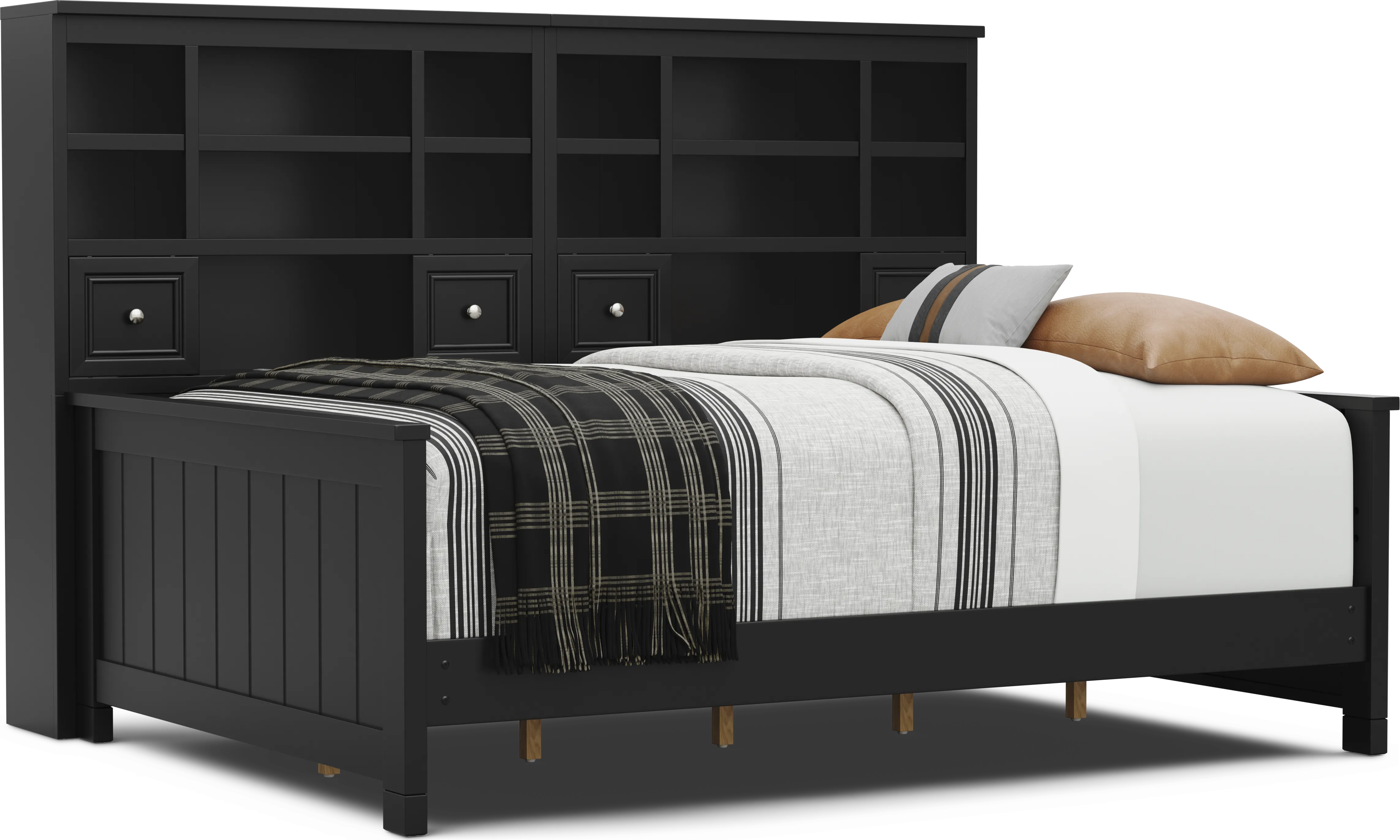 Kids Cottage Colors 2.0 Black Full Bookcase Wall Bed - Thumbnail - Image 1