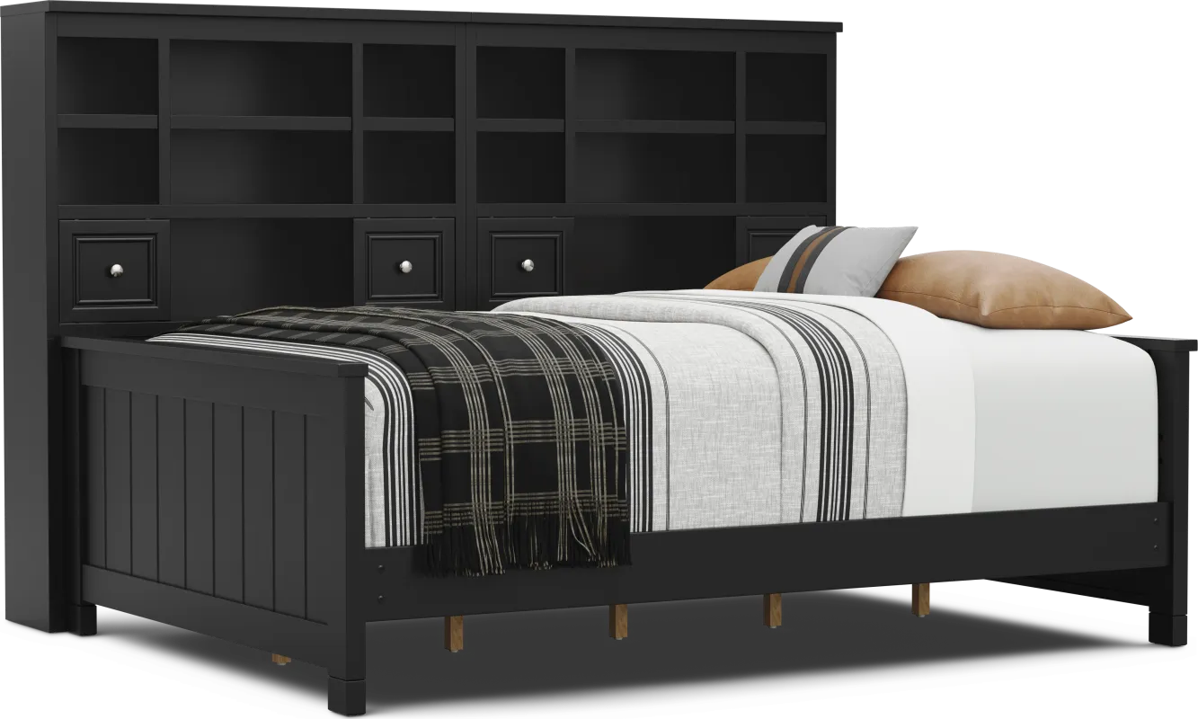 Kids Cottage Colors 2.0 Black Full Bookcase Wall Bed