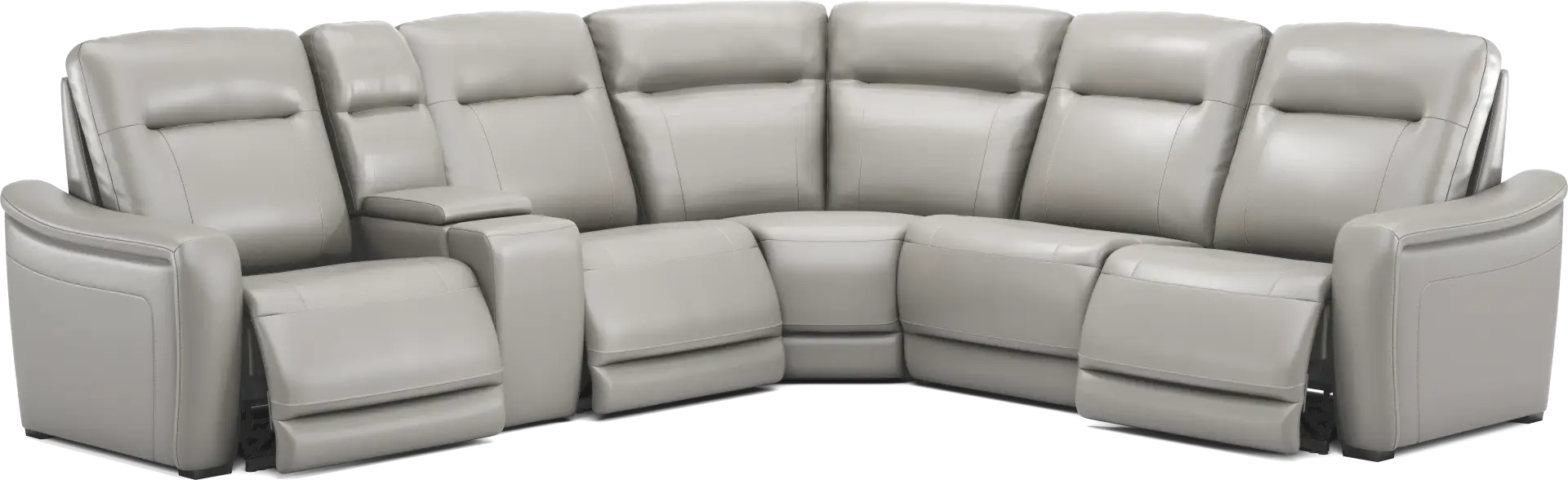 Newport Gray Leather 6 Pc Dual Power Reclining Sectional