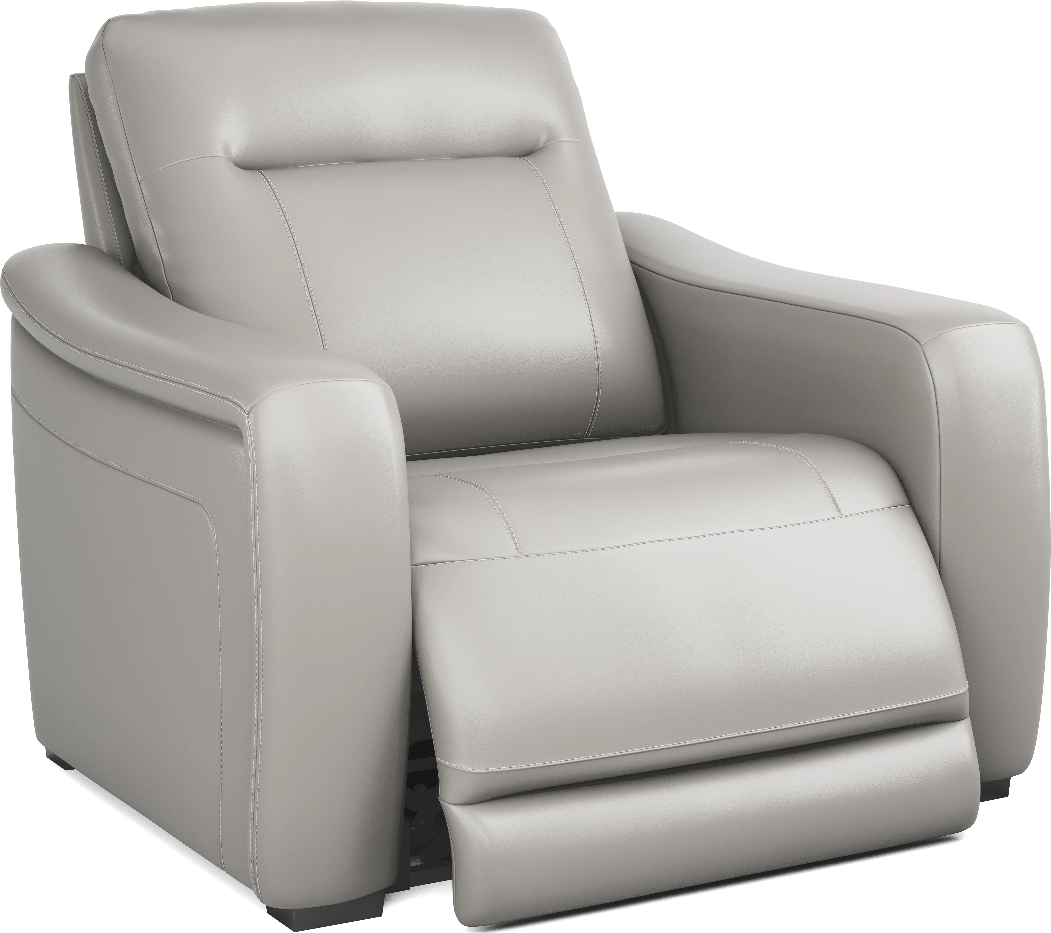 Newport Gray Leather Dual Power Recliner - Thumbnail - Image 1