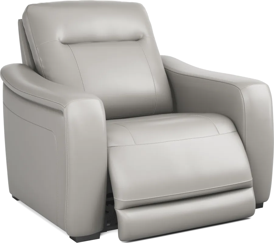 Newport Gray Leather Dual Power Recliner