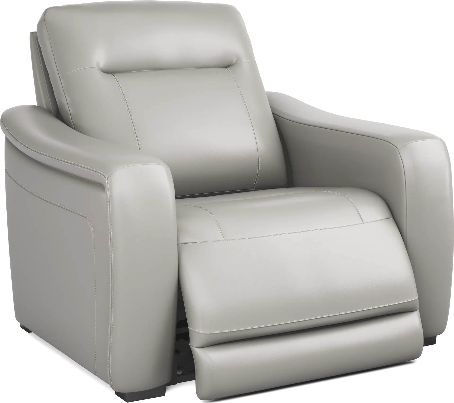 Newport Gray Leather Dual Power Recliner - Image 1