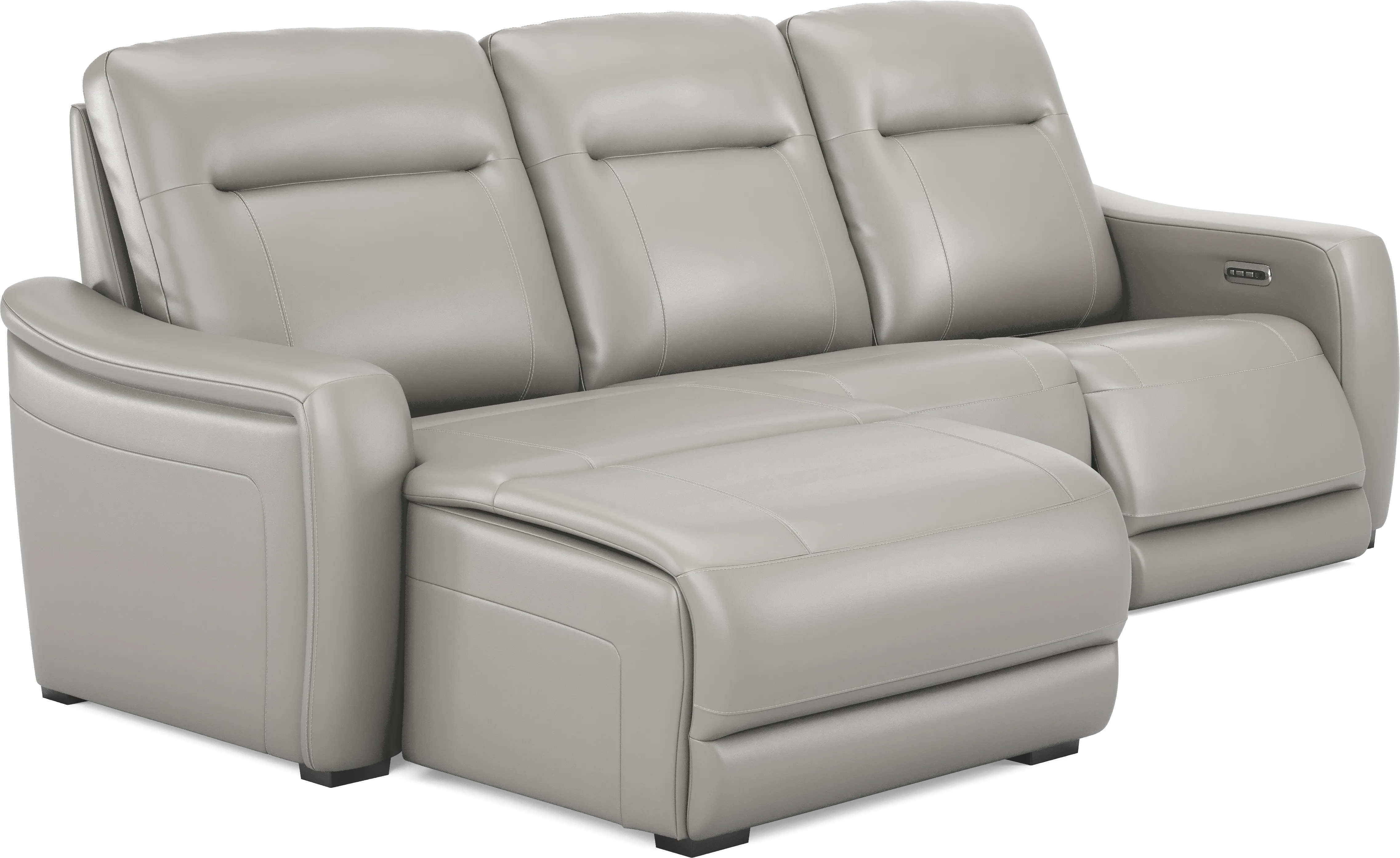Newport Gray Leather 3 Pc Dual Power Reclining Sectional - Thumbnail - Image 1