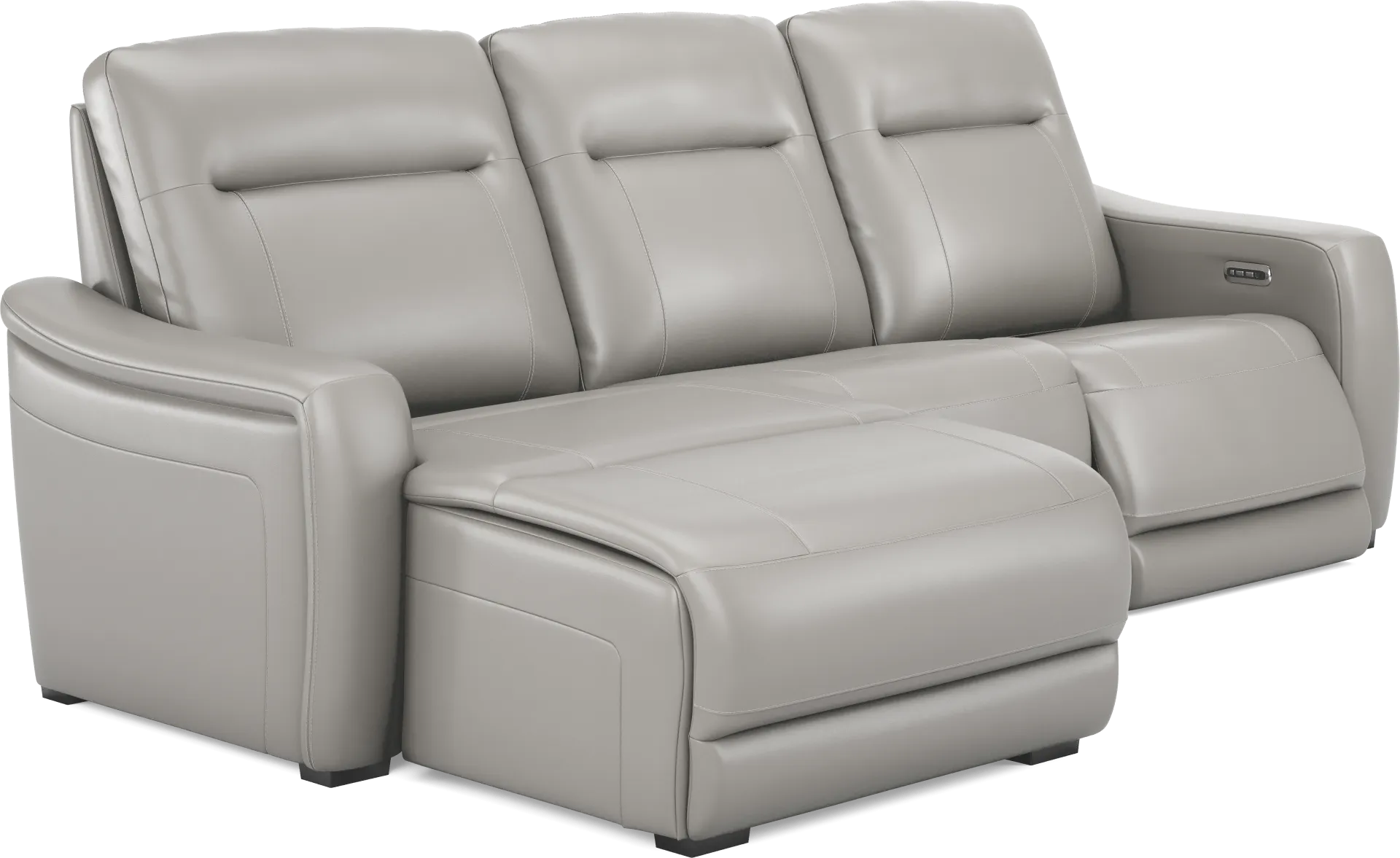 Newport Gray Leather 3 Pc Dual Power Reclining Sectional - Image 1