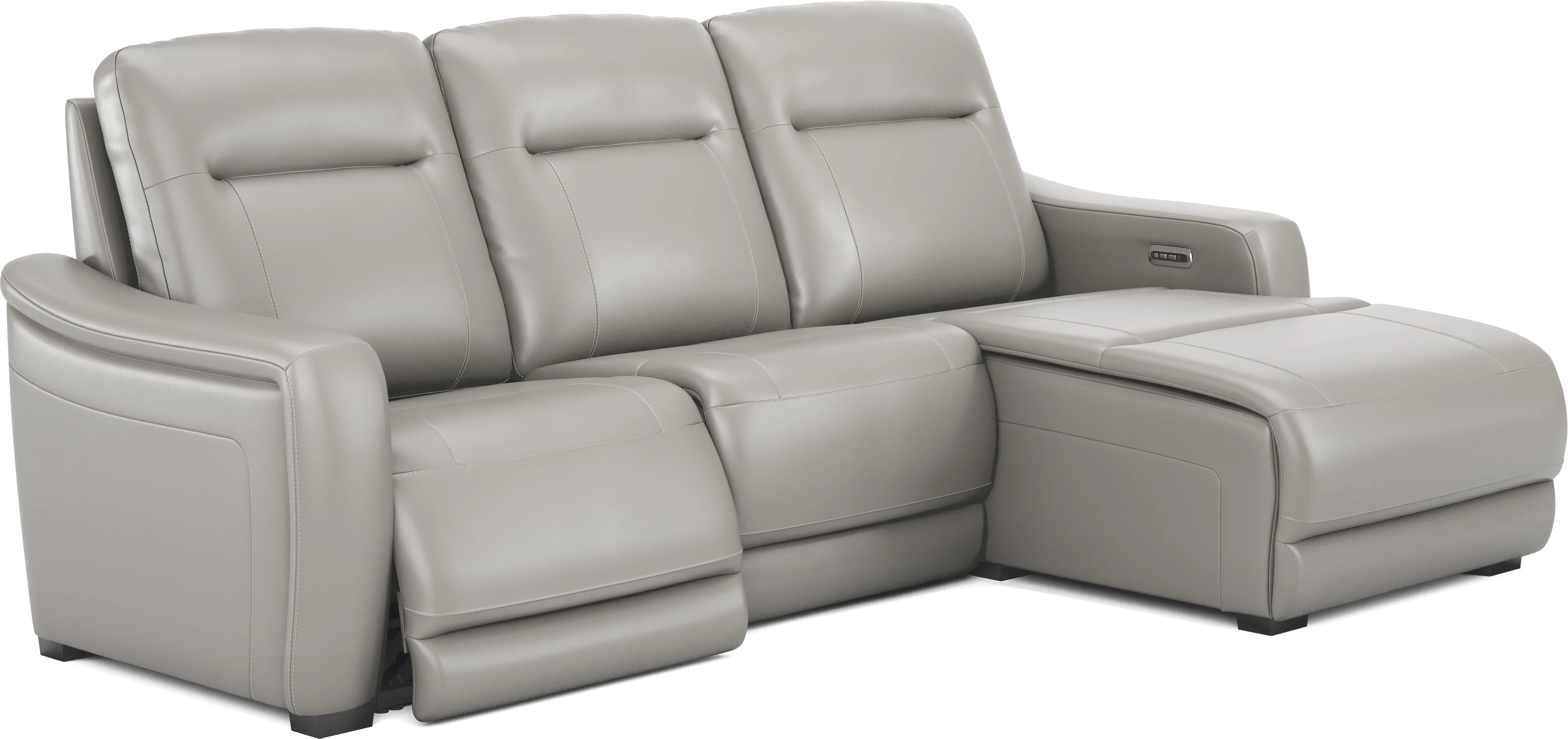Newport Gray Leather 3 Pc Dual Power Reclining Sectional - Thumbnail - Image 1