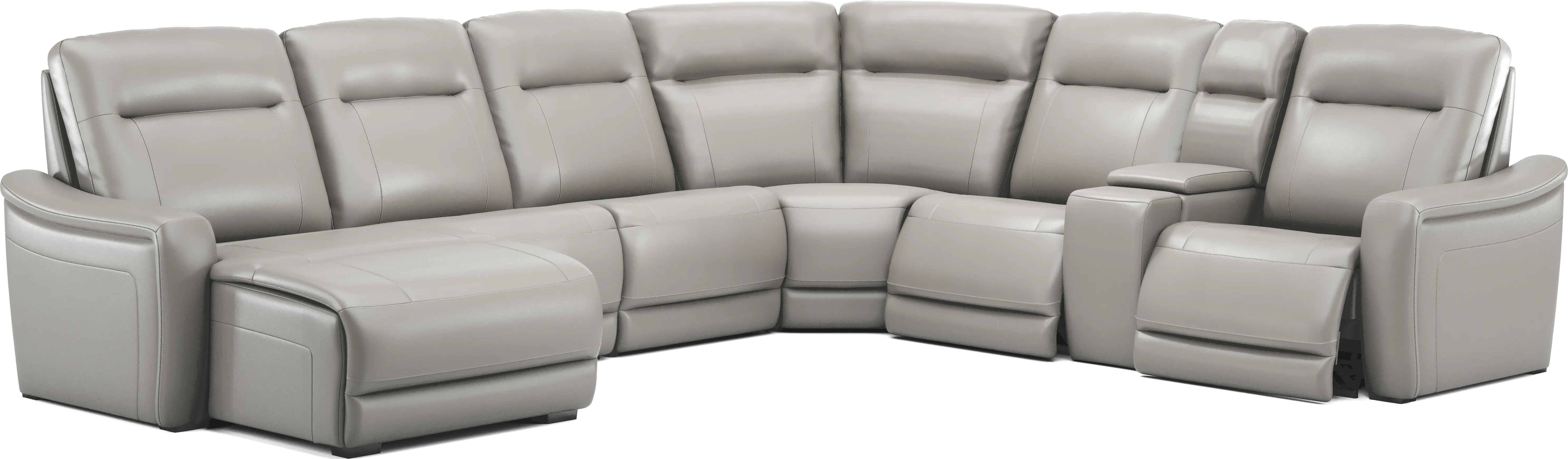 Newport Gray Leather 10 Pc Dual Power Reclining Sectional Living Room - Thumbnail - Image 2