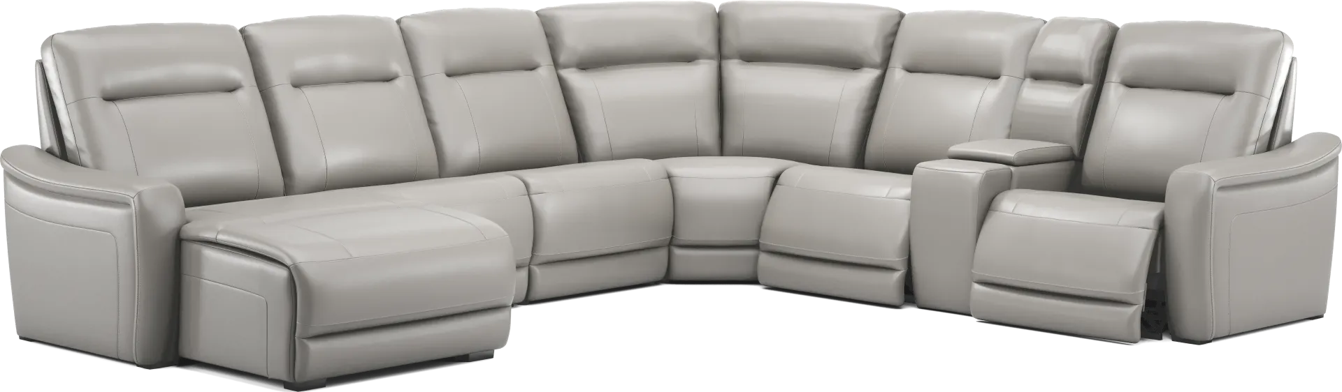 Newport Gray Leather 10 Pc Dual Power Reclining Sectional Living Room - Image 2