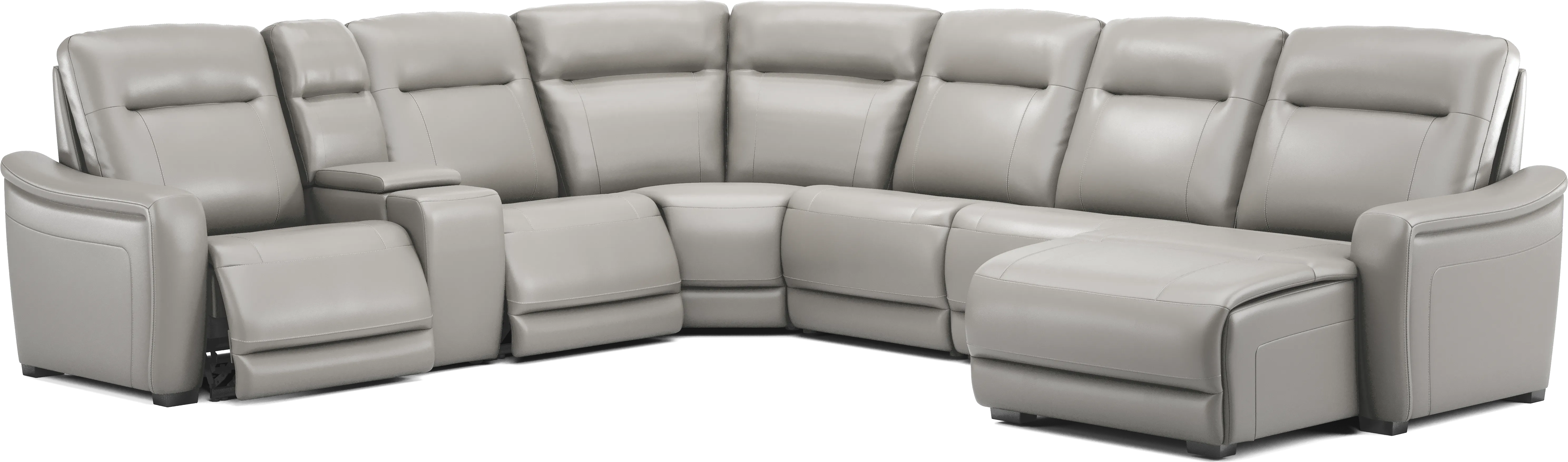 Newport Gray Leather 7 Pc Dual Power Reclining Sectional - Thumbnail - Image 1