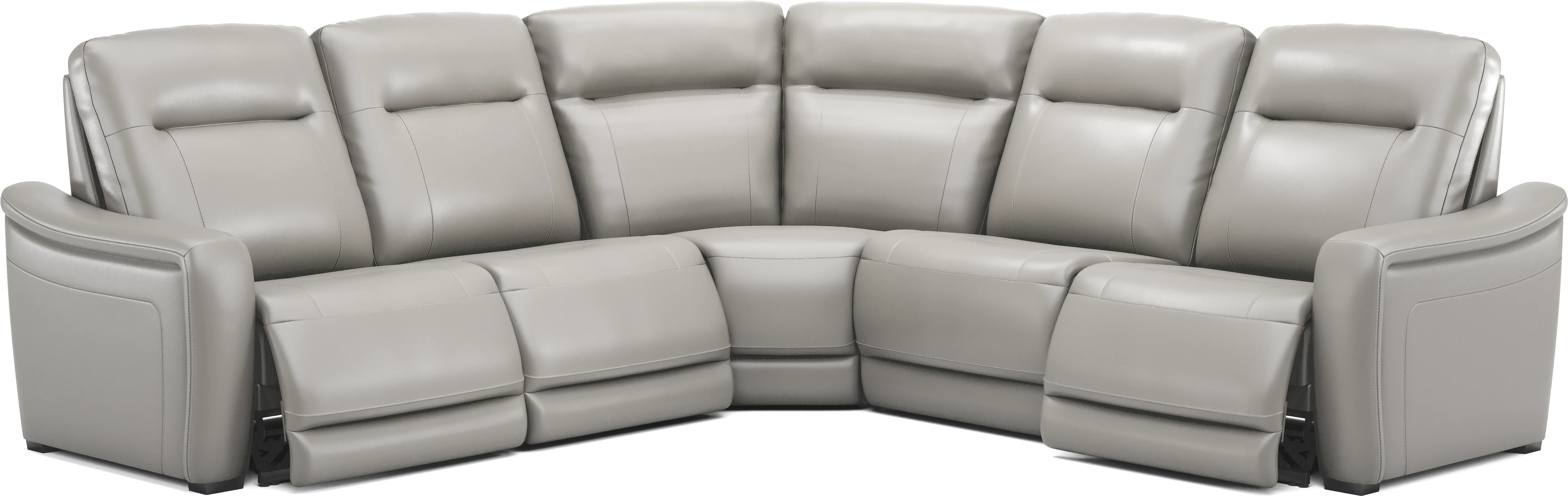 Newport Gray Leather 5 Pc Dual Power Reclining Sectional - Thumbnail - Image 1