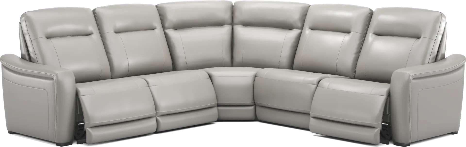 Newport Gray Leather 5 Pc Dual Power Reclining Sectional - Image 1