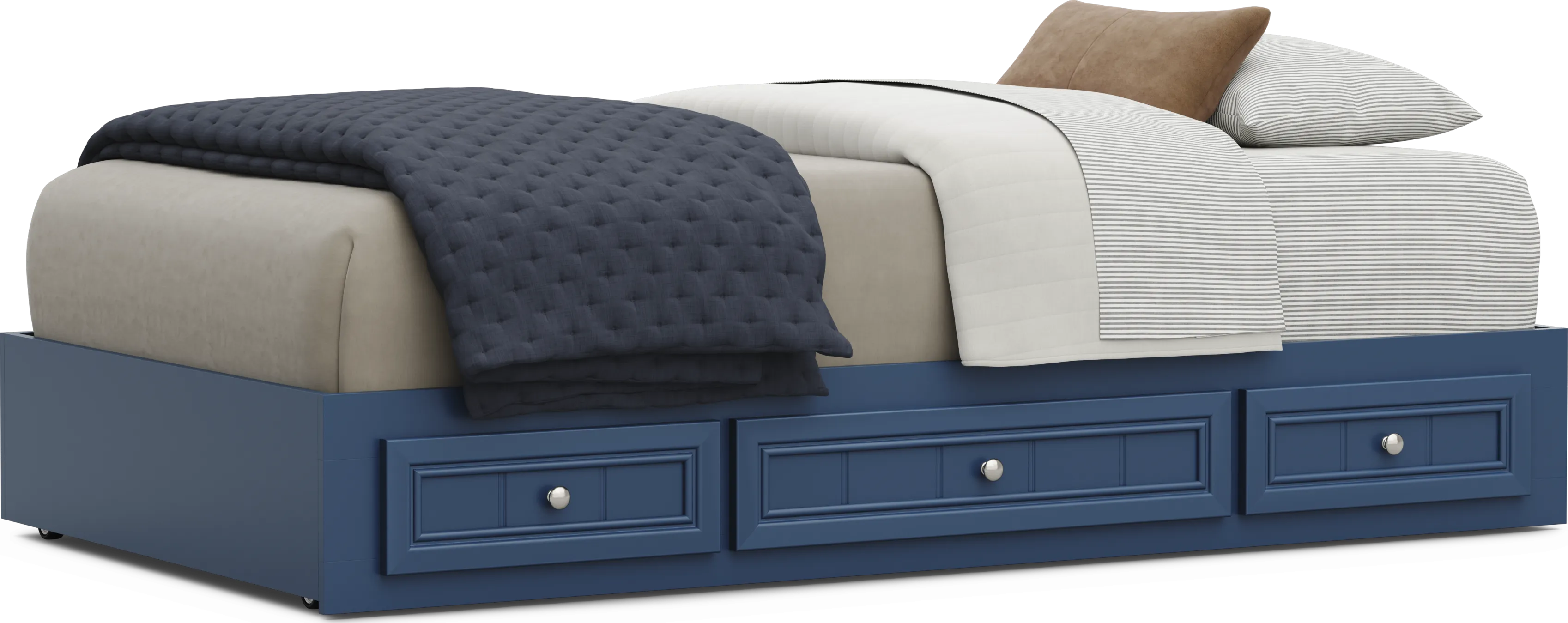 Kids Cottage Colors 2.0 Navy Twin Platform Bed with 3 Storage Drawers - Thumbnail - Image 1