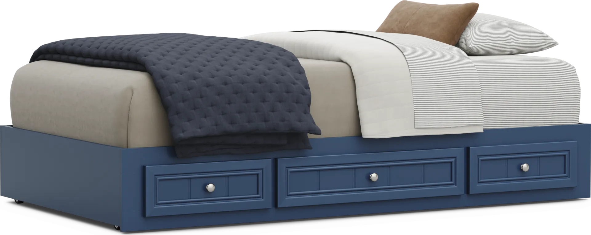 Kids Cottage Colors 2.0 Navy Twin Platform Bed with 3 Storage Drawers - Image 1