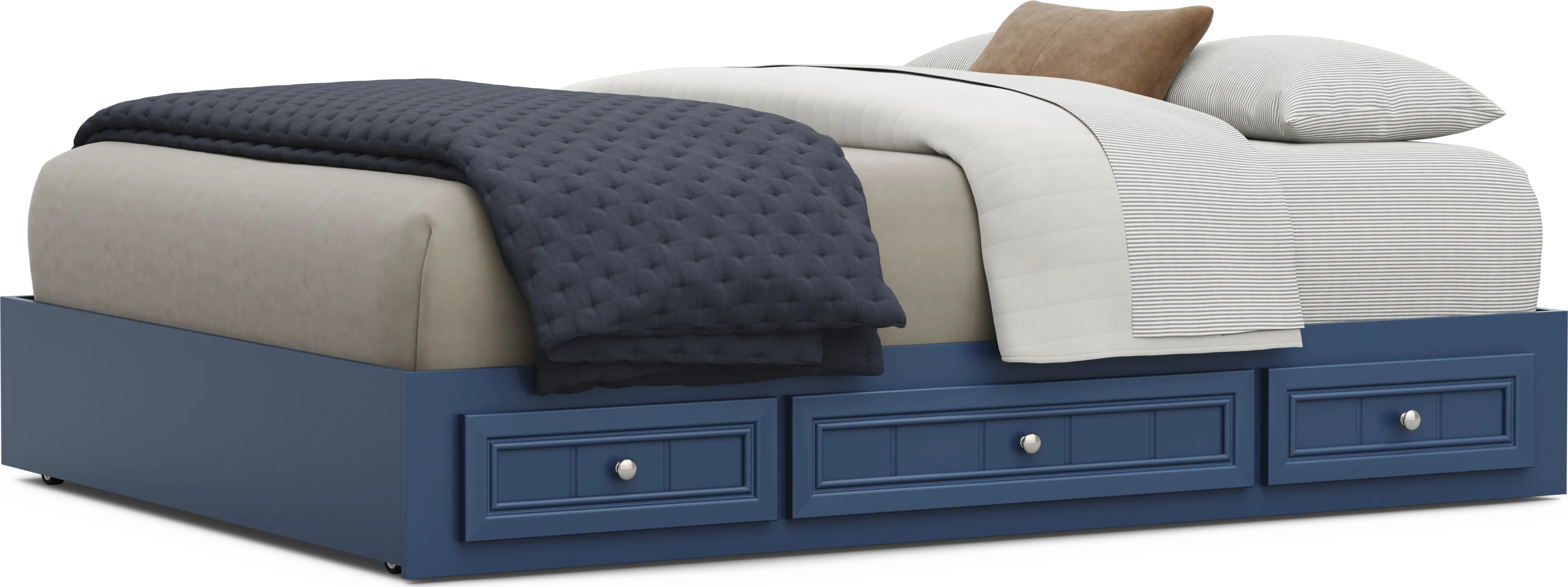 Kids Cottage Colors 2.0 Navy Full Platform Bed with 3 Storage Drawers - Thumbnail - Image 1