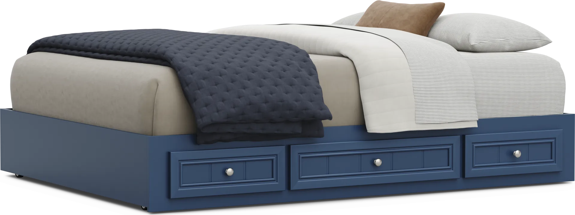 Kids Cottage Colors 2.0 Navy Full Platform Bed with 3 Storage Drawers - Image 1
