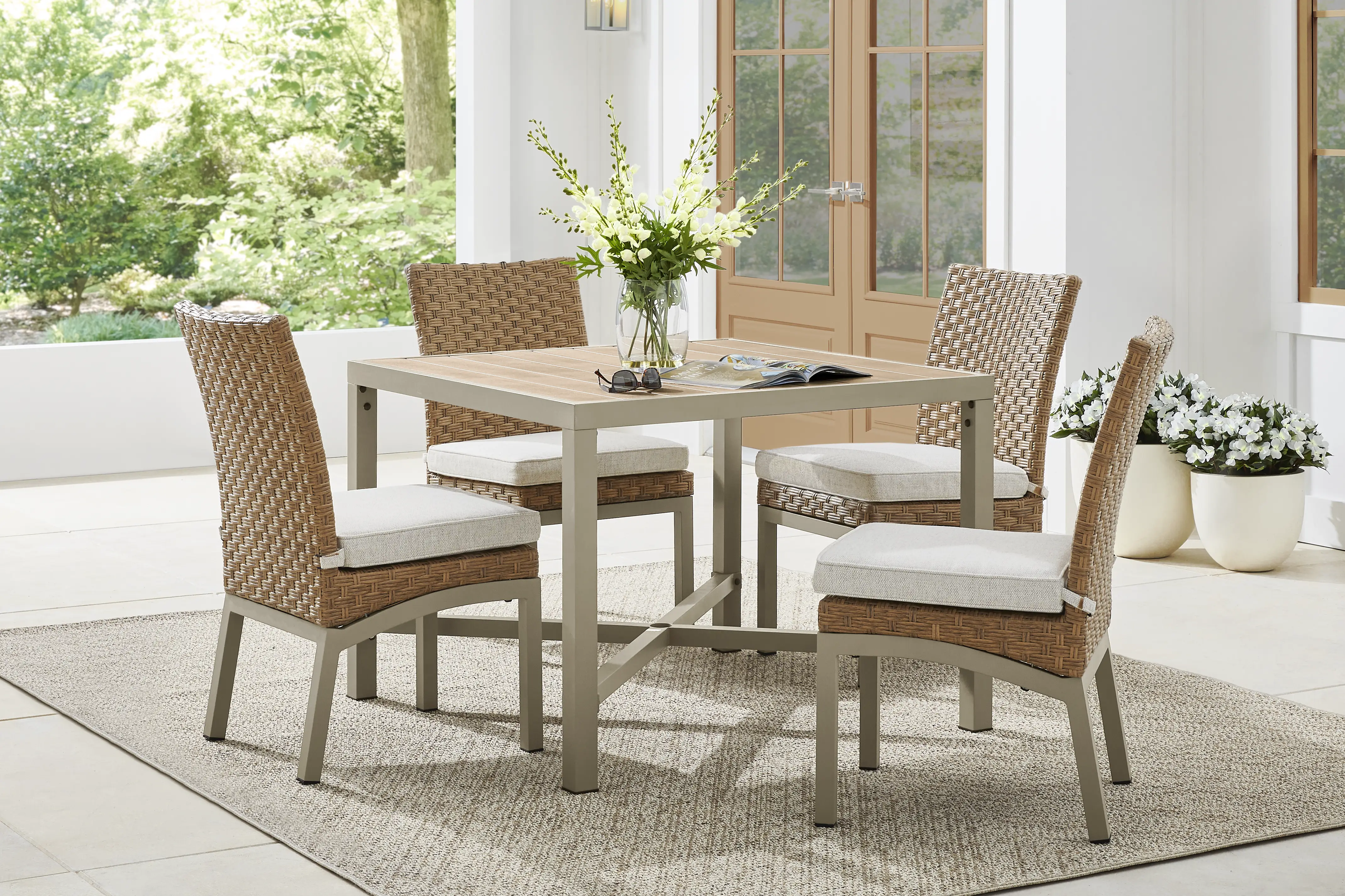 Rialto II Natural 40 in. Square Outdoor Dining Table - Thumbnail - Image 2