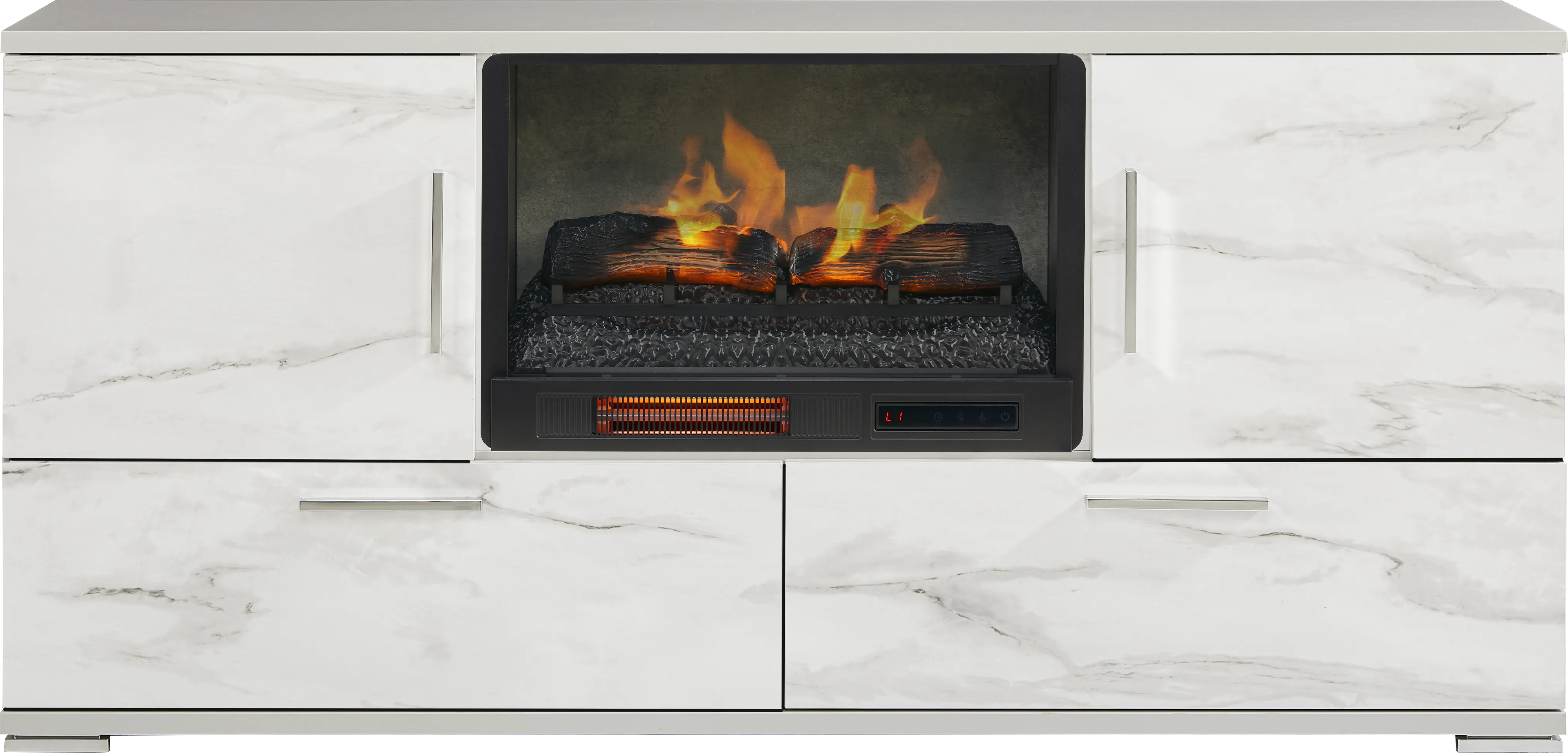 Beatrice Gray 70 in. Console with Electric Log Fireplace - Thumbnail - Image 1