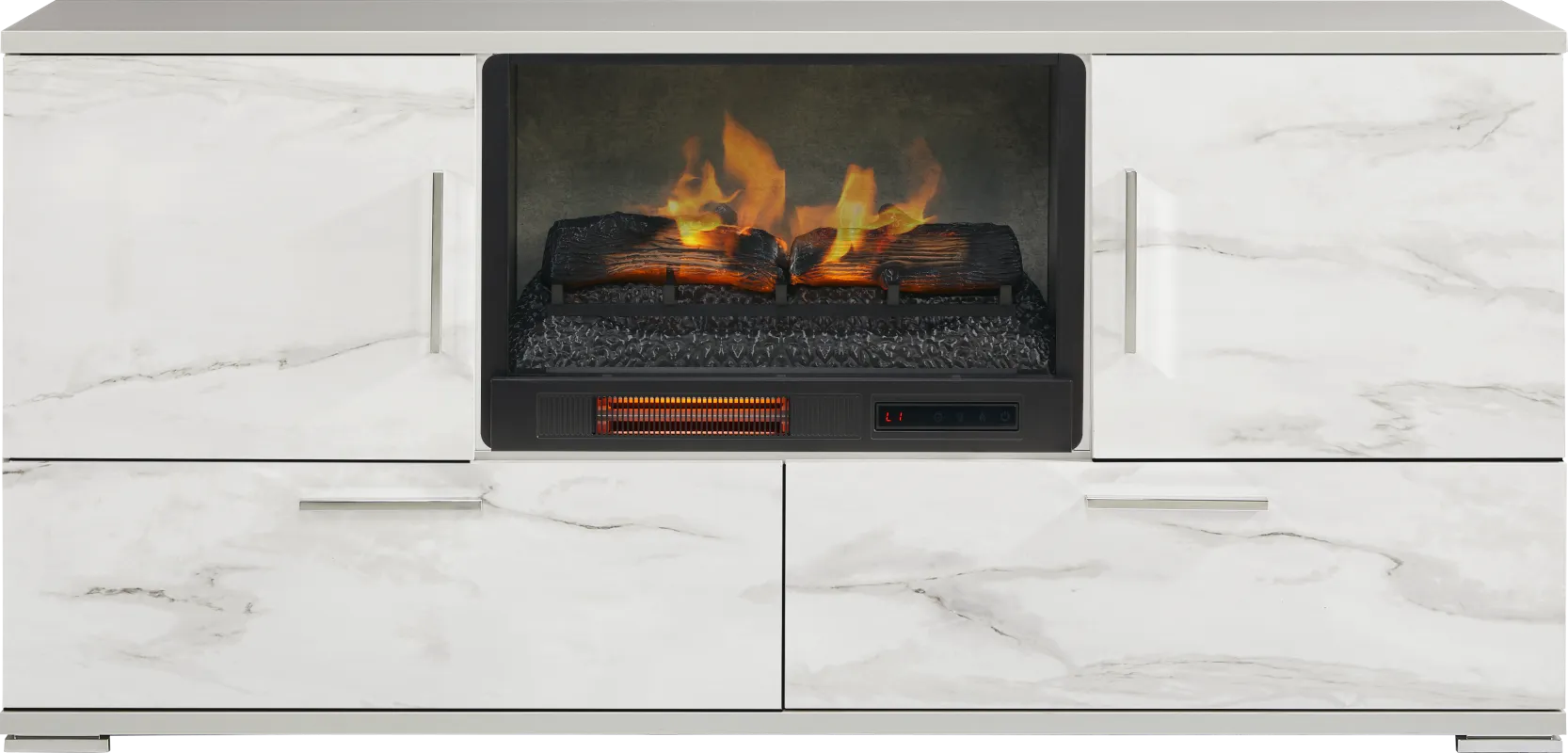 Beatrice Gray 70 in. Console with Electric Log Fireplace