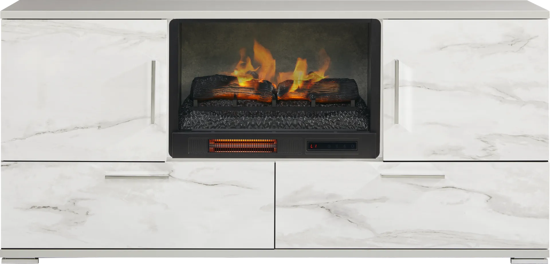 Beatrice Gray 70 in. Console with Electric Log Fireplace - Image 1