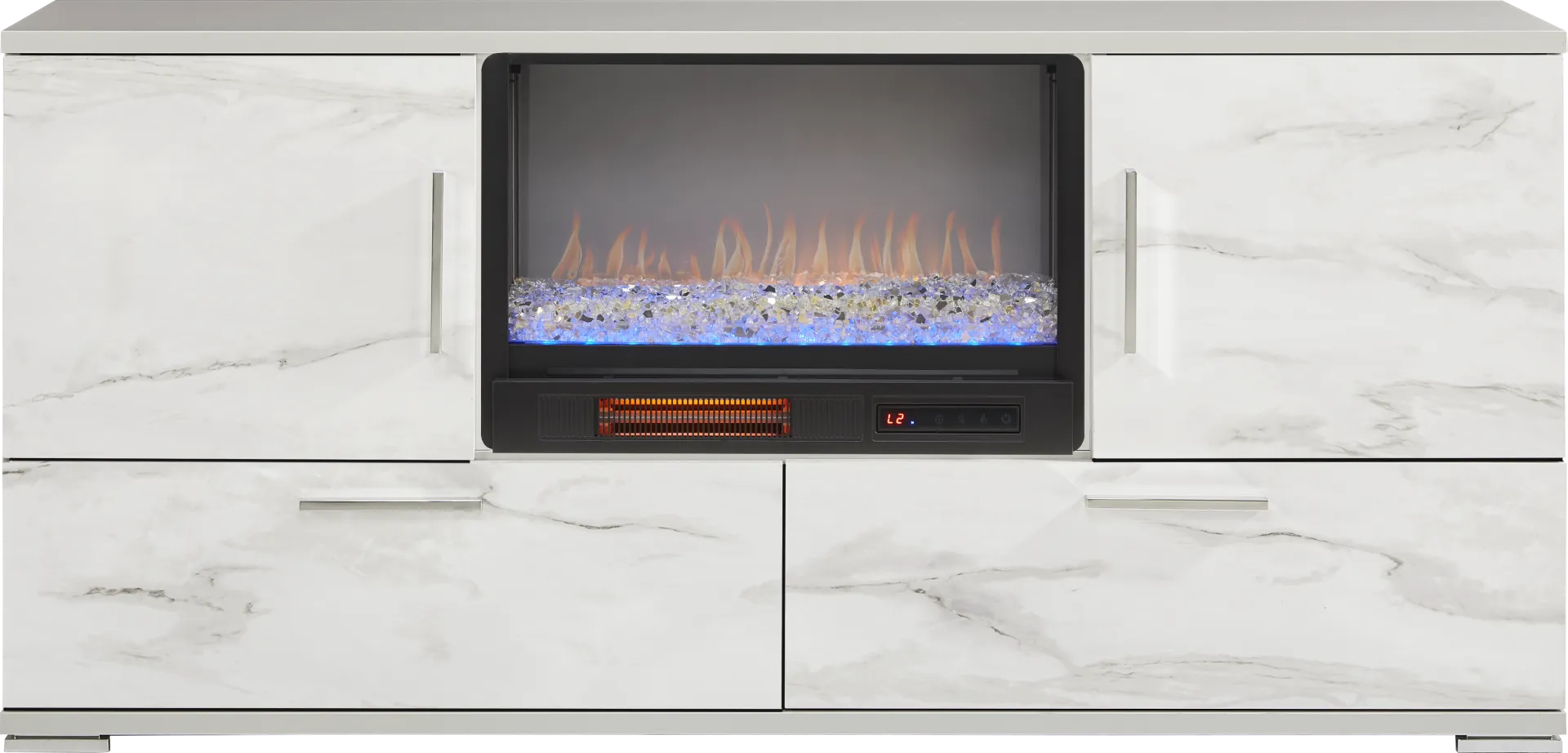 Beatrice Gray 70 in. Console with Electric Fireplace - Image 1