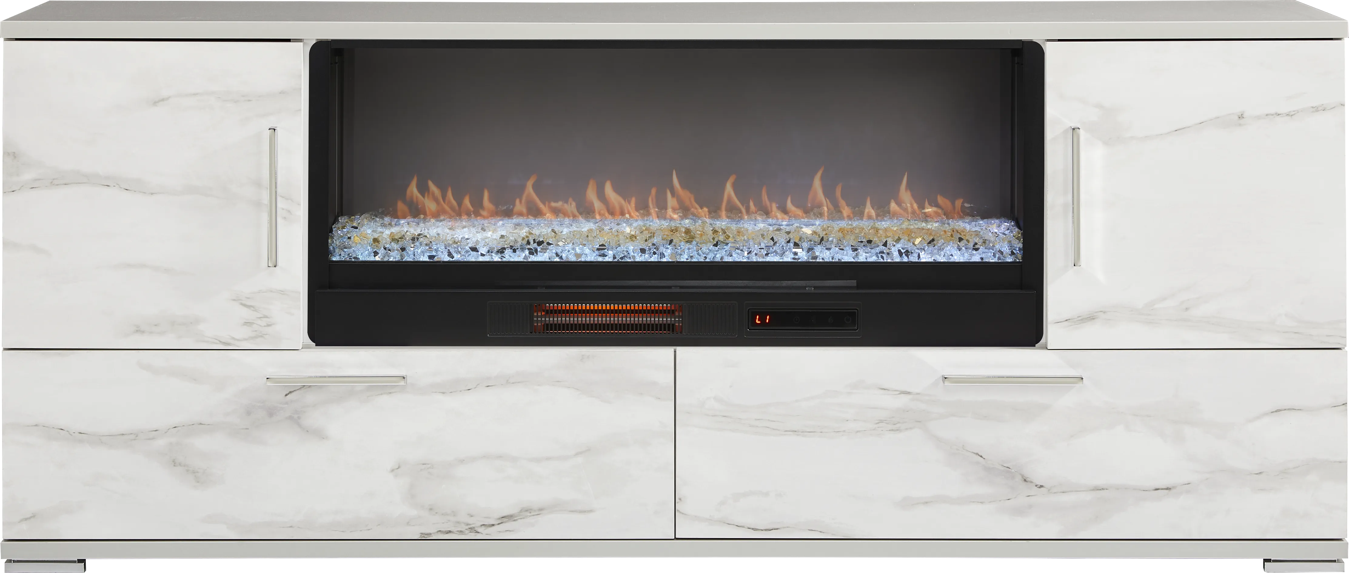 Beatrice Gray 78 in. Console with Electric Fireplace - Thumbnail - Image 1