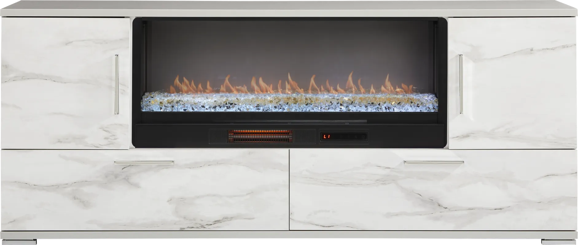 Beatrice Gray 78 in. Console with Electric Fireplace