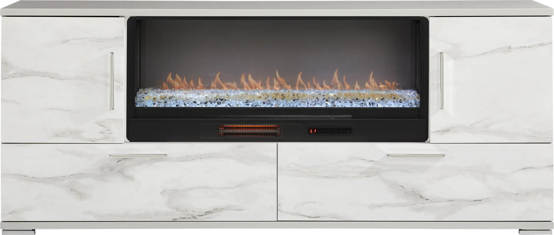 Beatrice Gray 78 in. Console with Electric Fireplace