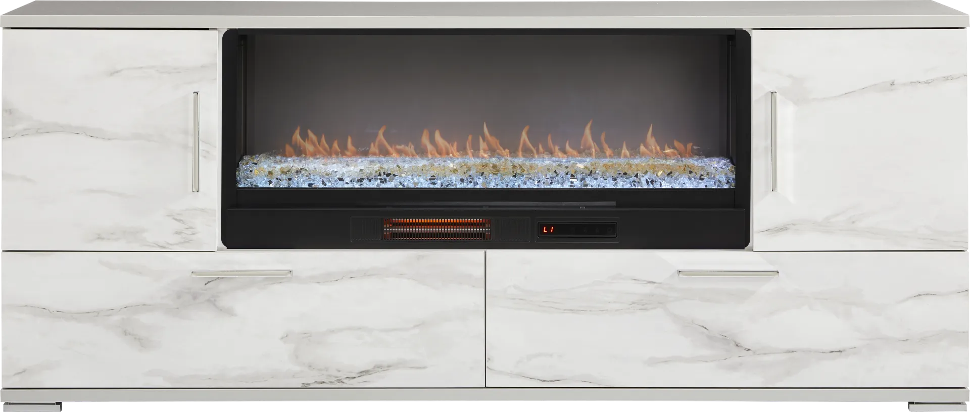 Beatrice Gray 78 in. Console with Electric Fireplace - Image 1