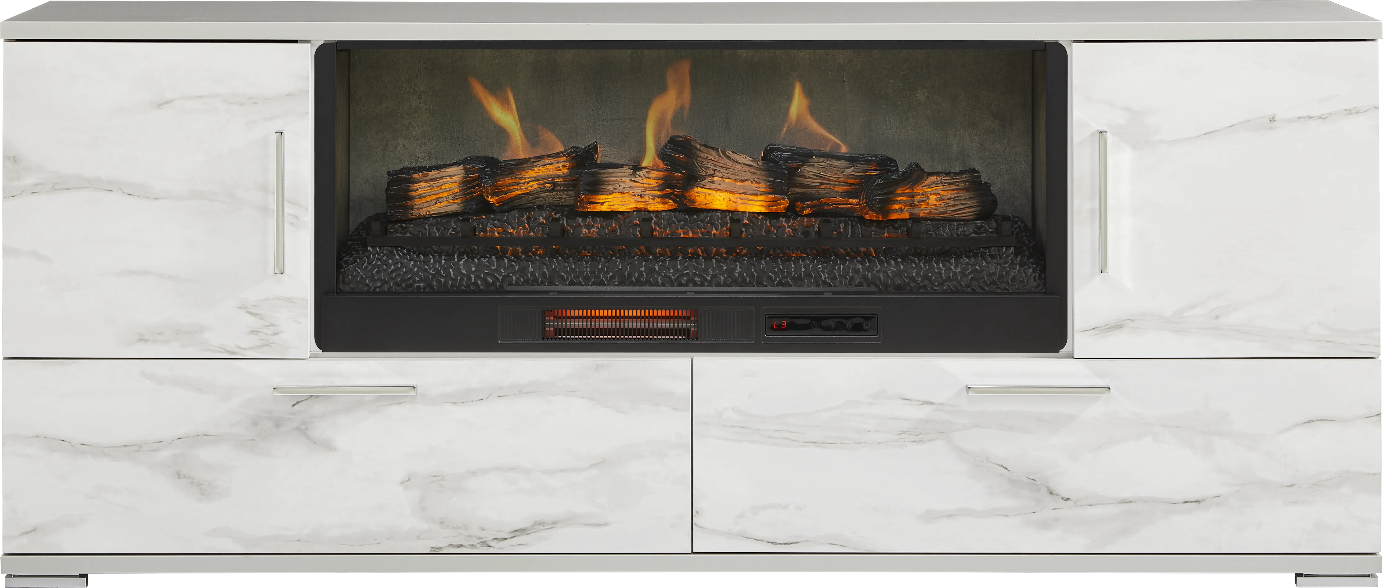 Beatrice Gray 78 in. Console with Electric Log Fireplace - Thumbnail - Image 1