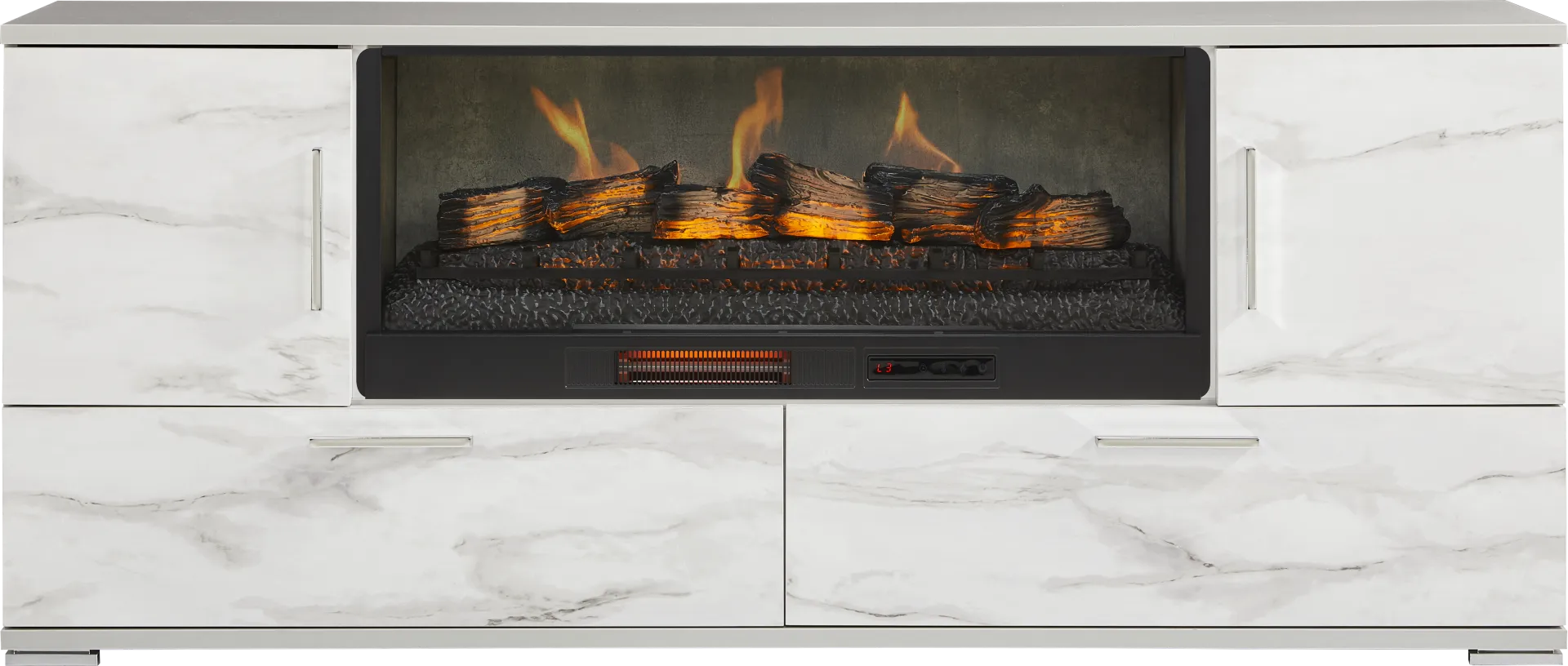 Beatrice Gray 78 in. Console with Electric Log Fireplace - Image 1