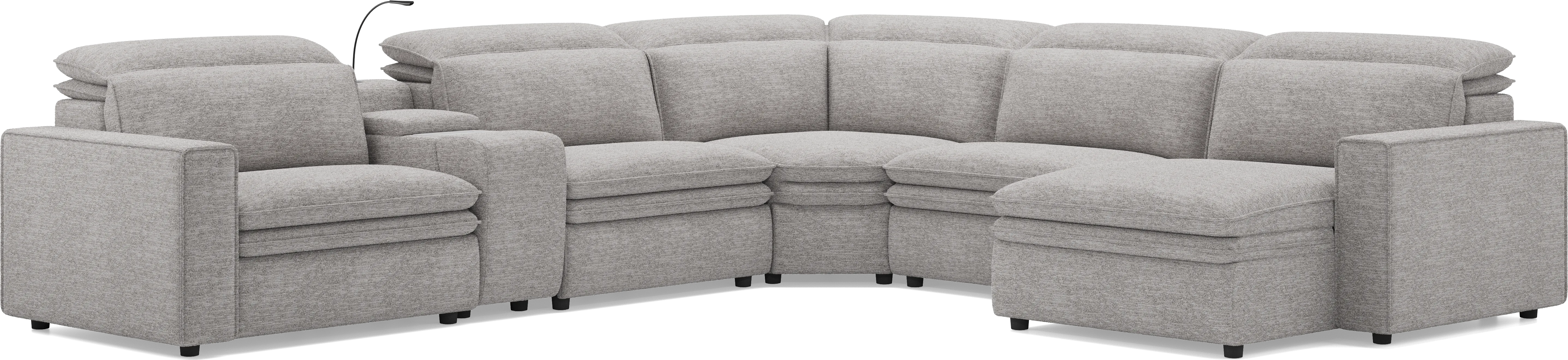 Salvator Street Gray 6 Pc Dual Power Reclining Sectional - Thumbnail - Image 1