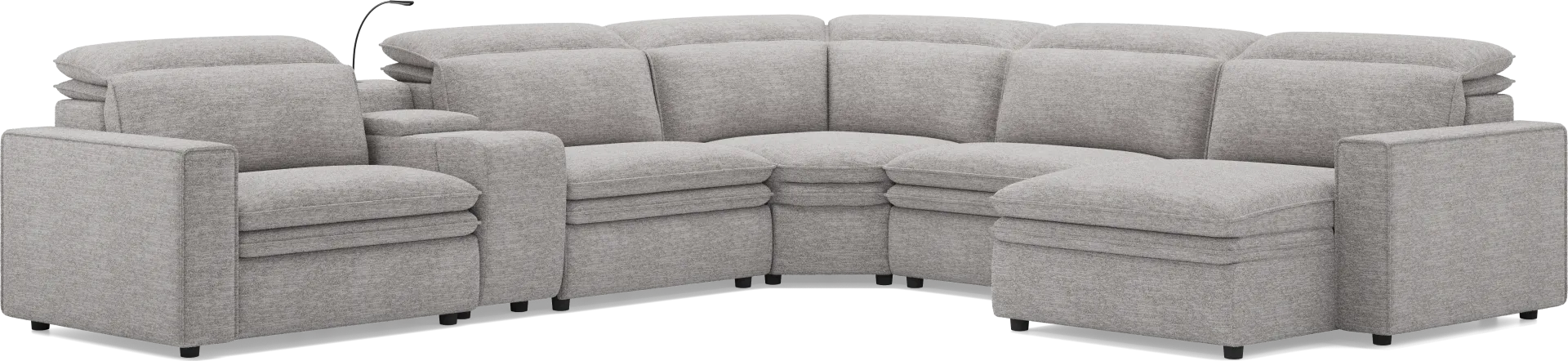 Salvator Street Gray 6 Pc Dual Power Reclining Sectional - Image 2
