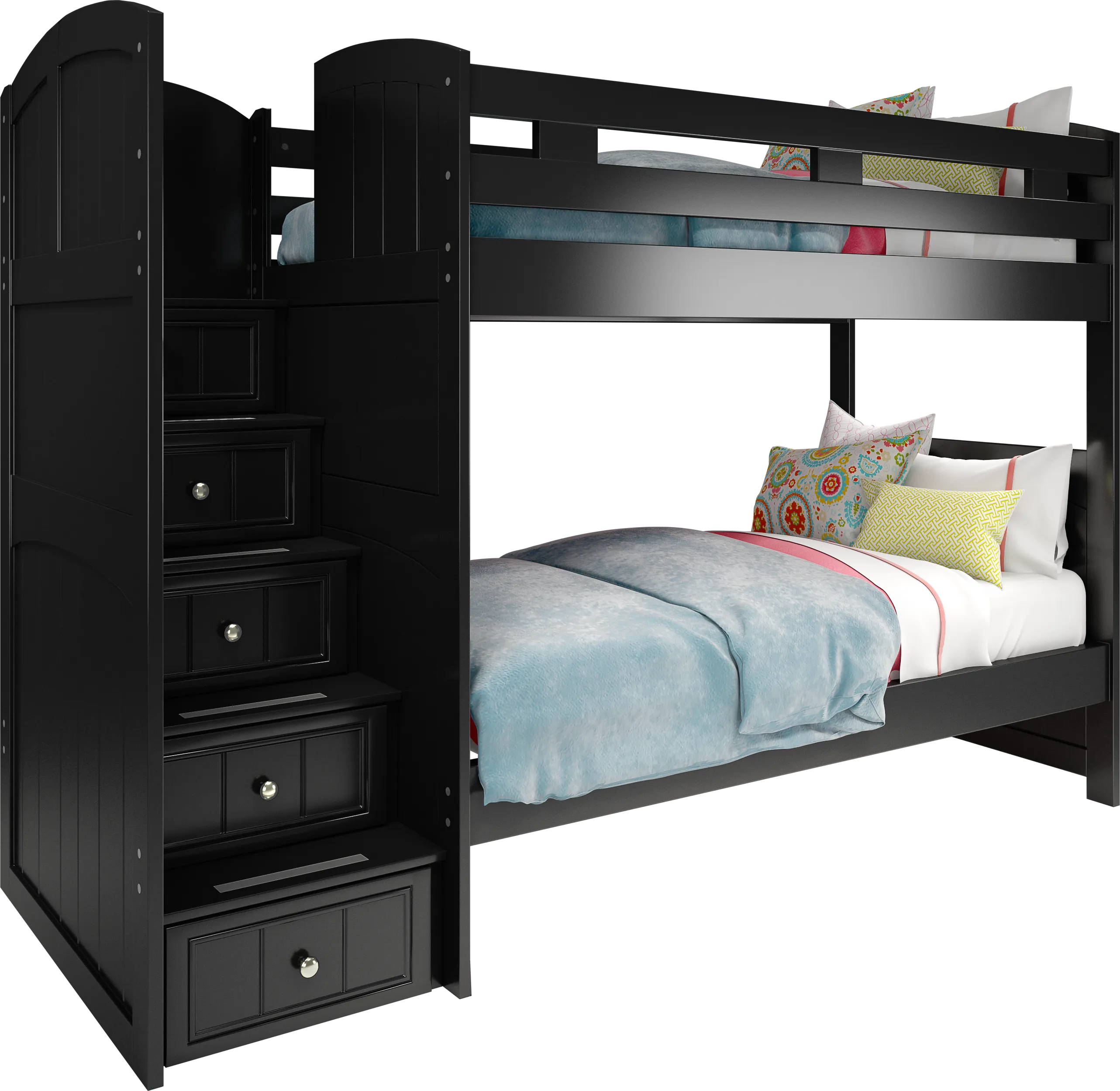 Kids Cottage Colors Black Twin/Twin Step Bunk Bed - Thumbnail - Image 1