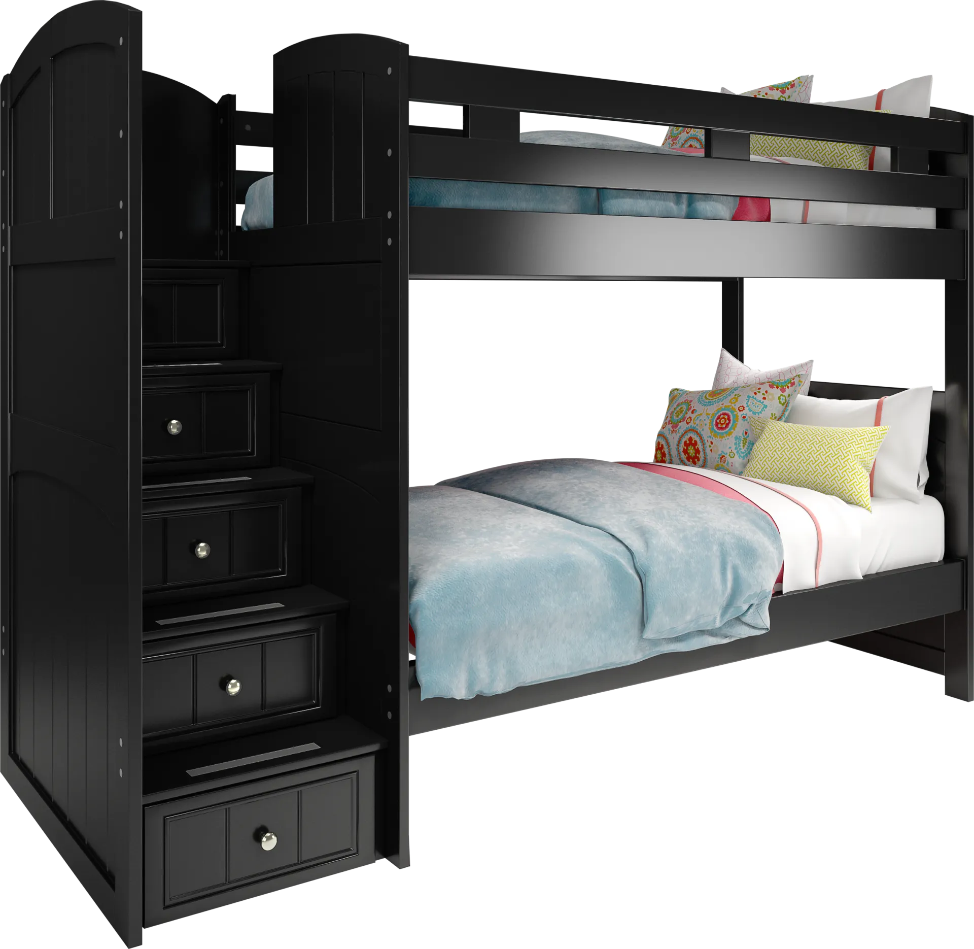 Kids Cottage Colors Black Twin/Twin Step Bunk Bed - Image 1