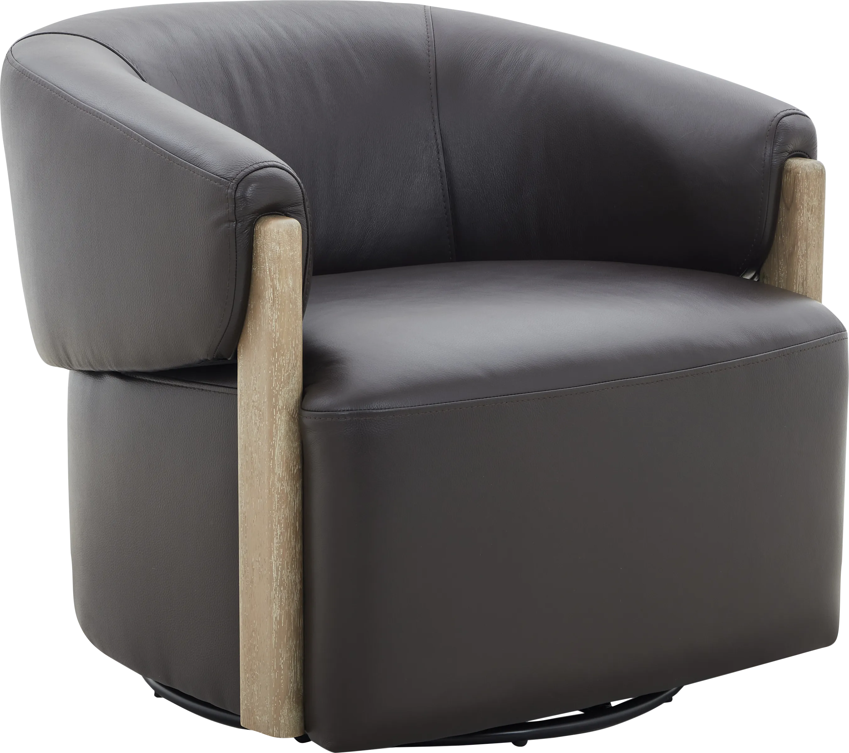 Angelini Brown Leather Swivel Chair - Image 1