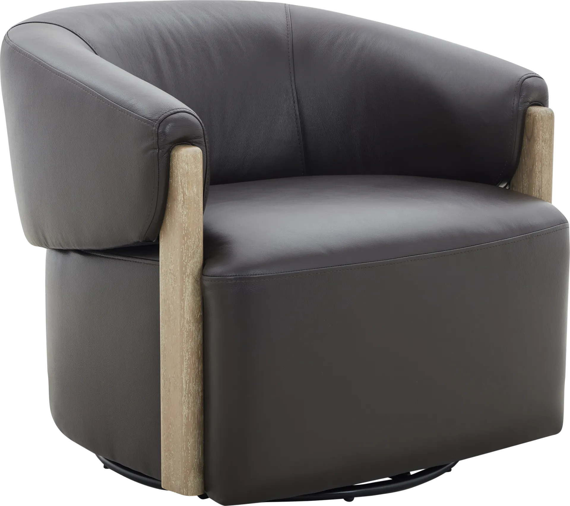 Angelini Brown Leather Swivel Chair - Image 1