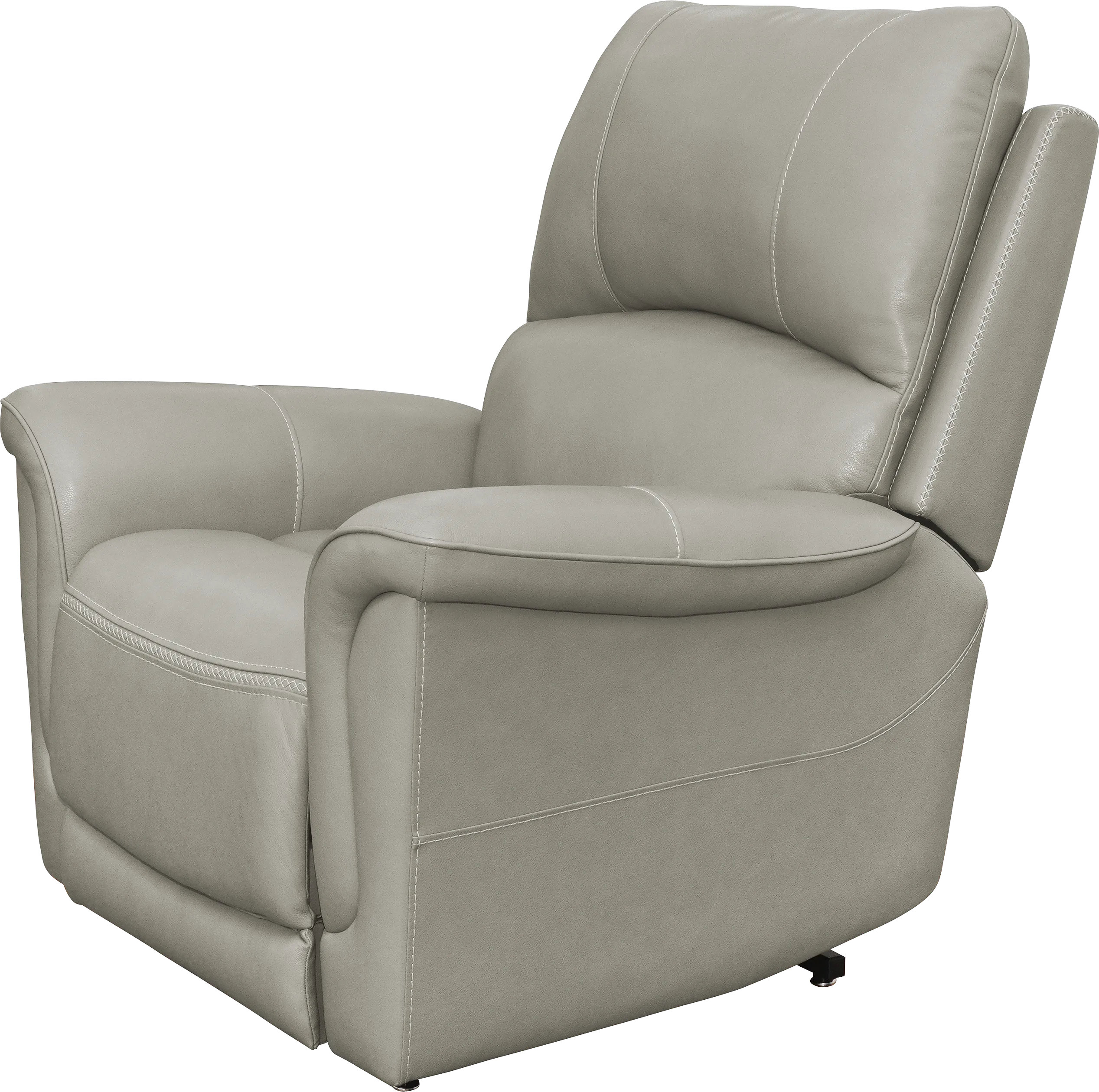 Castmore Gray Triple Power Leather Recliner - Thumbnail - Image 1