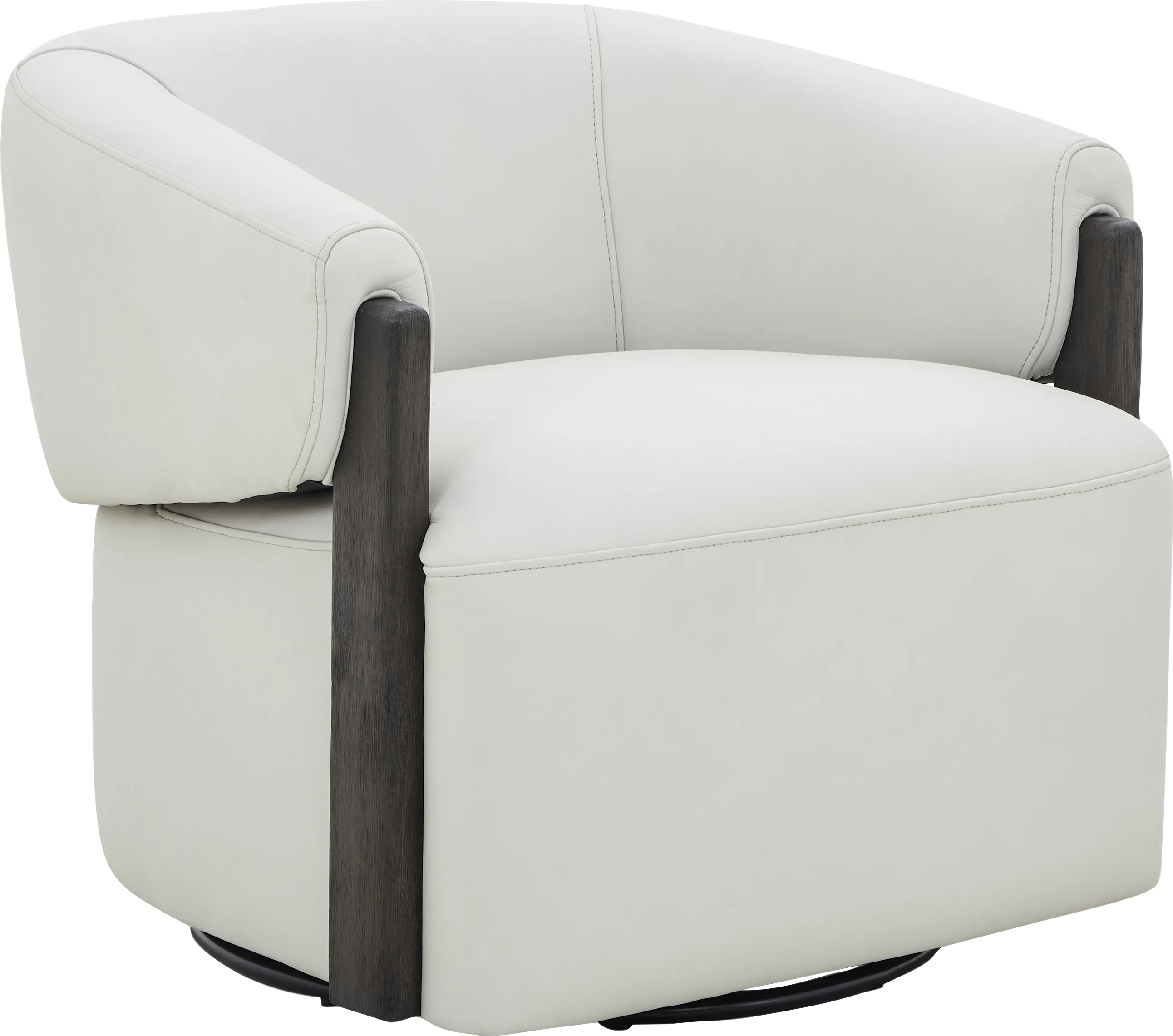 Angelini Ivory Leather Swivel Chair - Thumbnail - Image 1