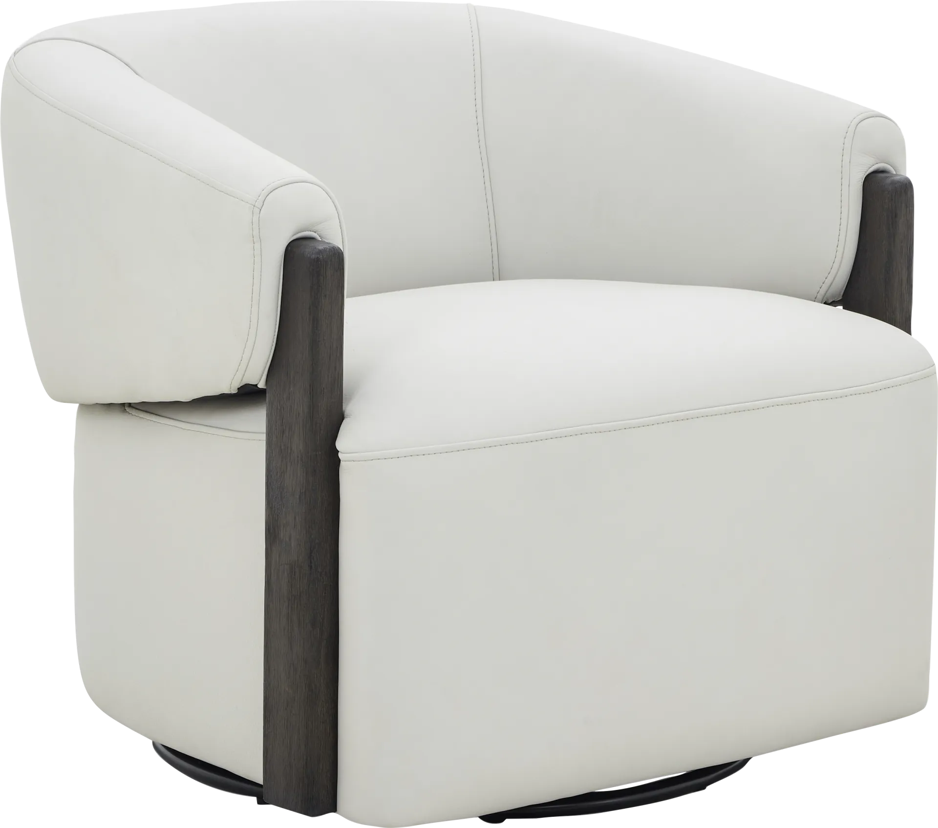 Angelini Ivory Leather Swivel Chair - Image 1