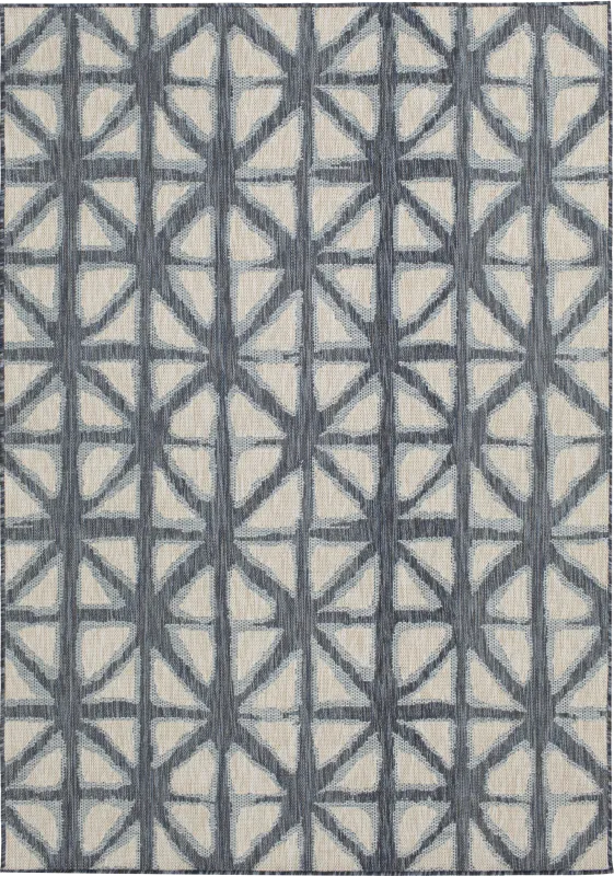 Shibori Dark Blue 7'10 x 9'10 Indoor/Outdoor Rug