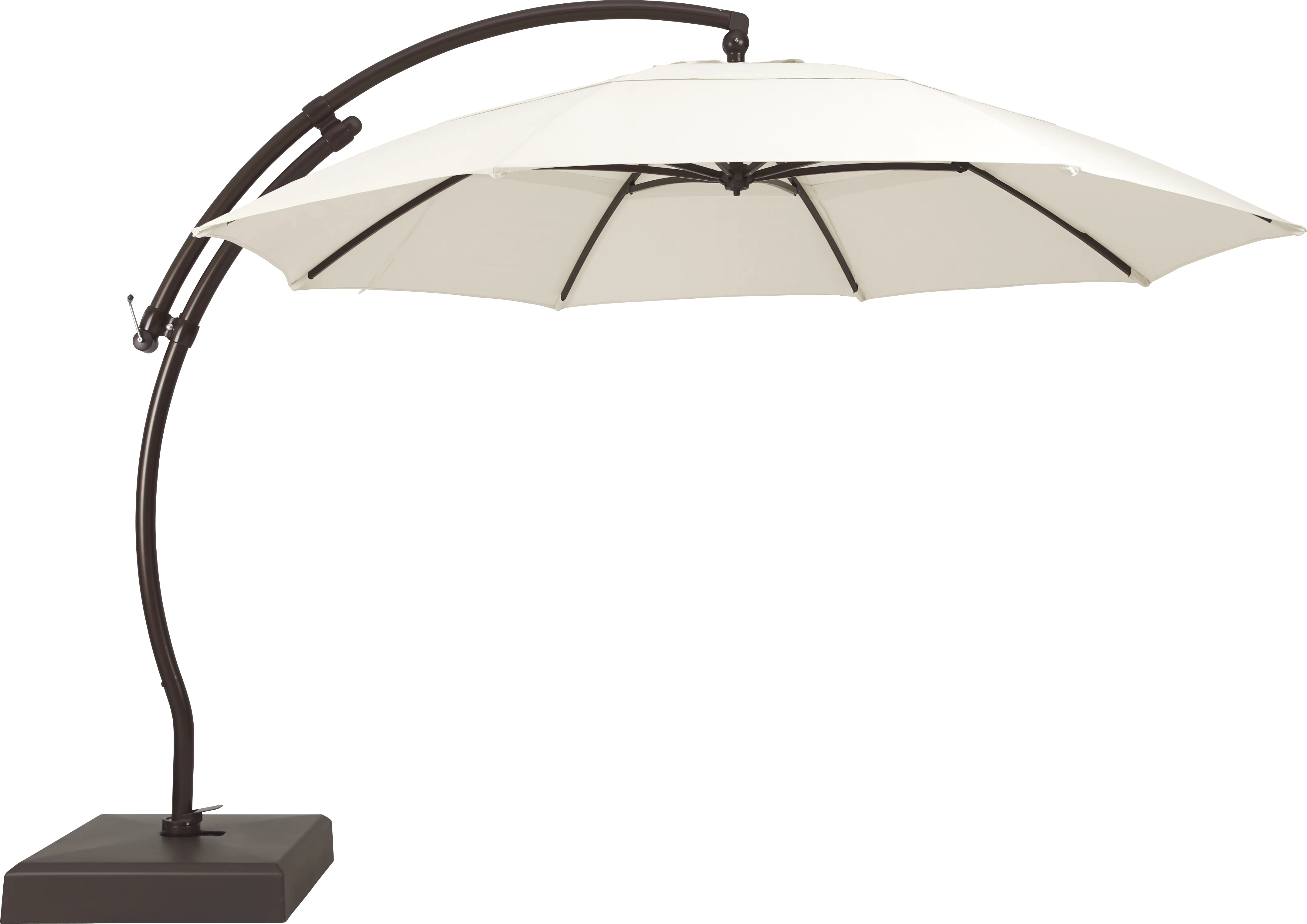 La Mesa Cove 13' Natural Outdoor Curve Cantilever Umbrella with Base and Stand - Thumbnail - Image 1