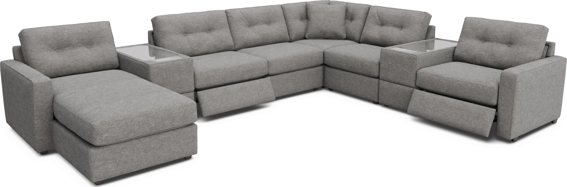 Gray 8 Pc Power Reclining ModularOne with Media Consoles - Image 1