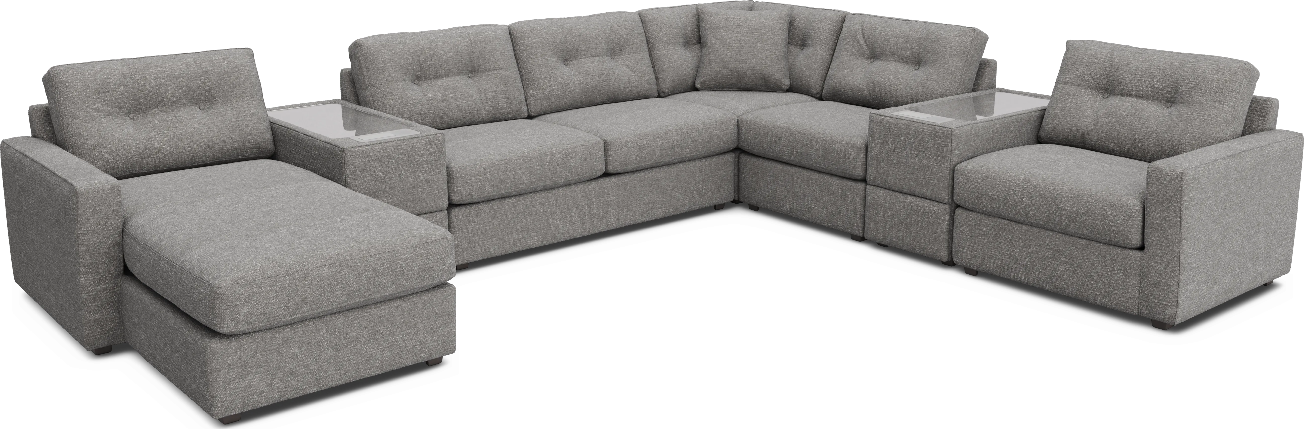 Gray 7 Pc ModularOne Sleeper with Media Consoles - Thumbnail - Image 1