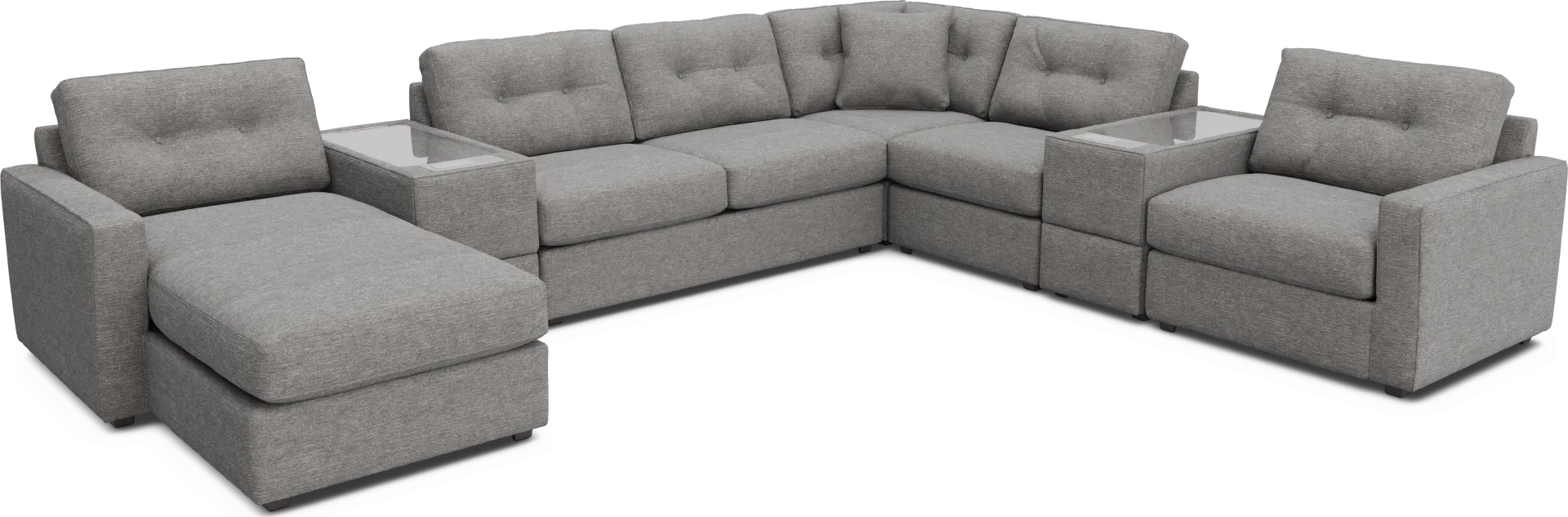 Gray 7 Pc ModularOne Sleeper with Media Consoles - Image 1