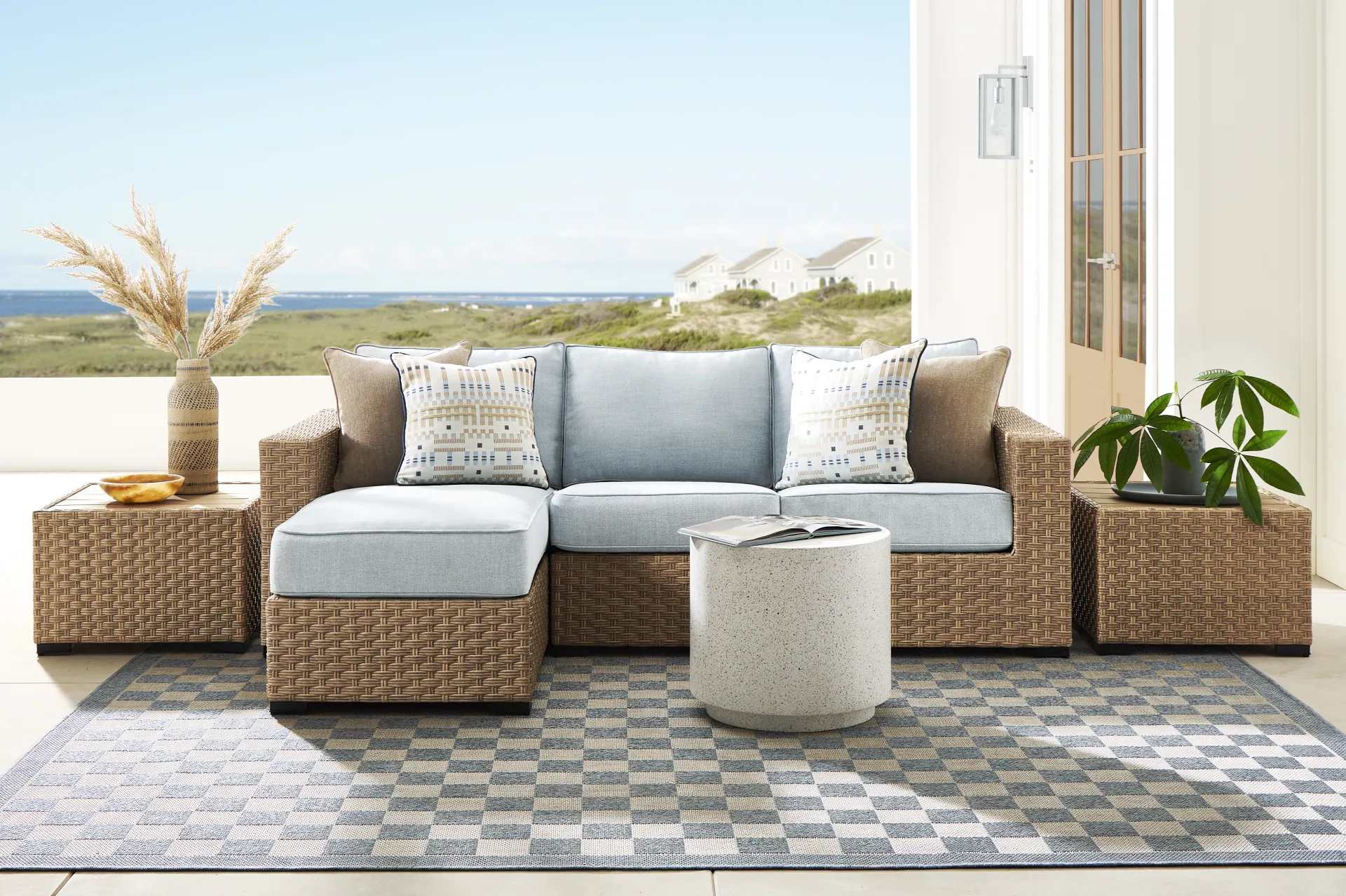 Rialto II Natural 2 Pc Outdoor Sectional with Sky Cushions - Image 1