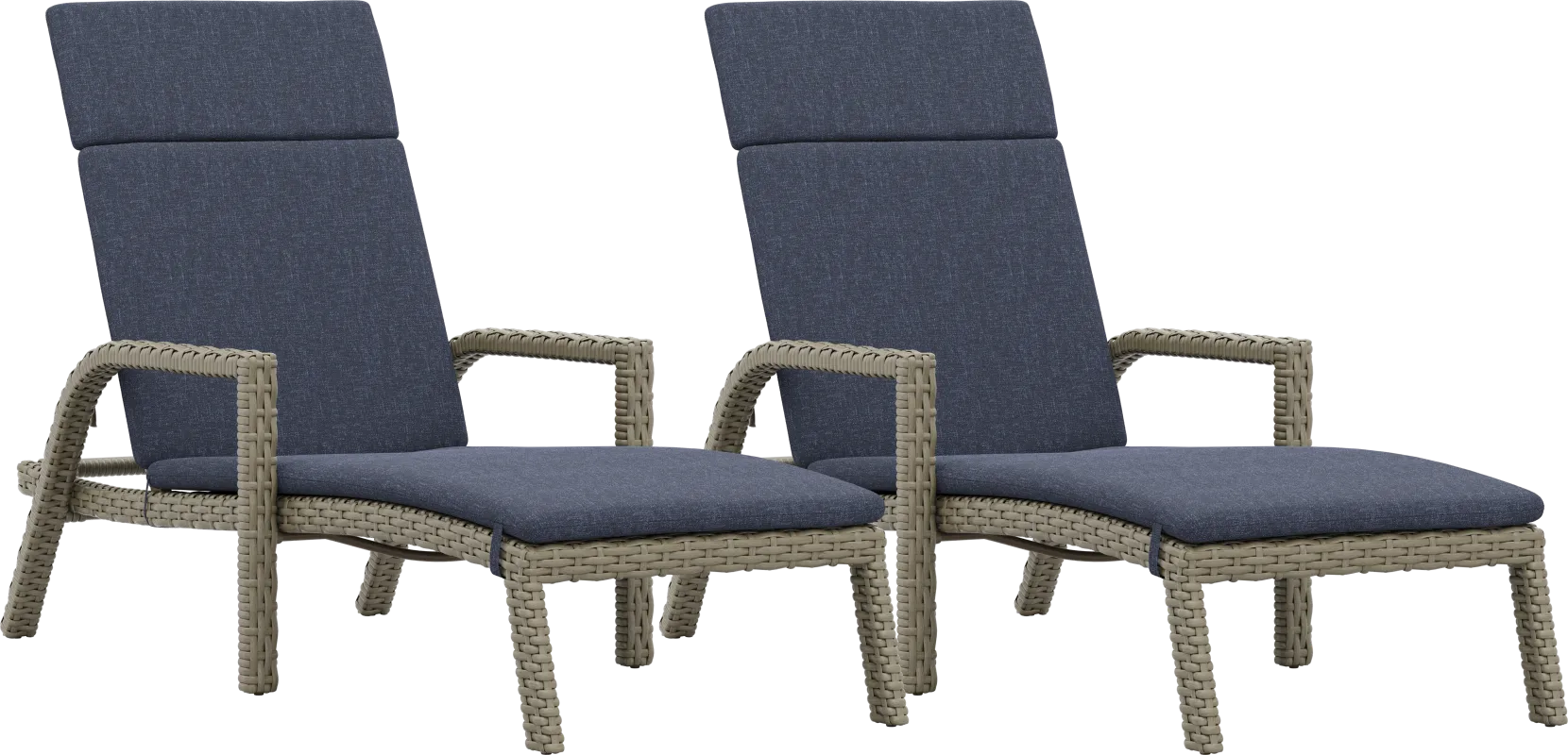 Siesta Key Driftwood Finish Outdoor Chaise with Ink Cushions, Set of 2