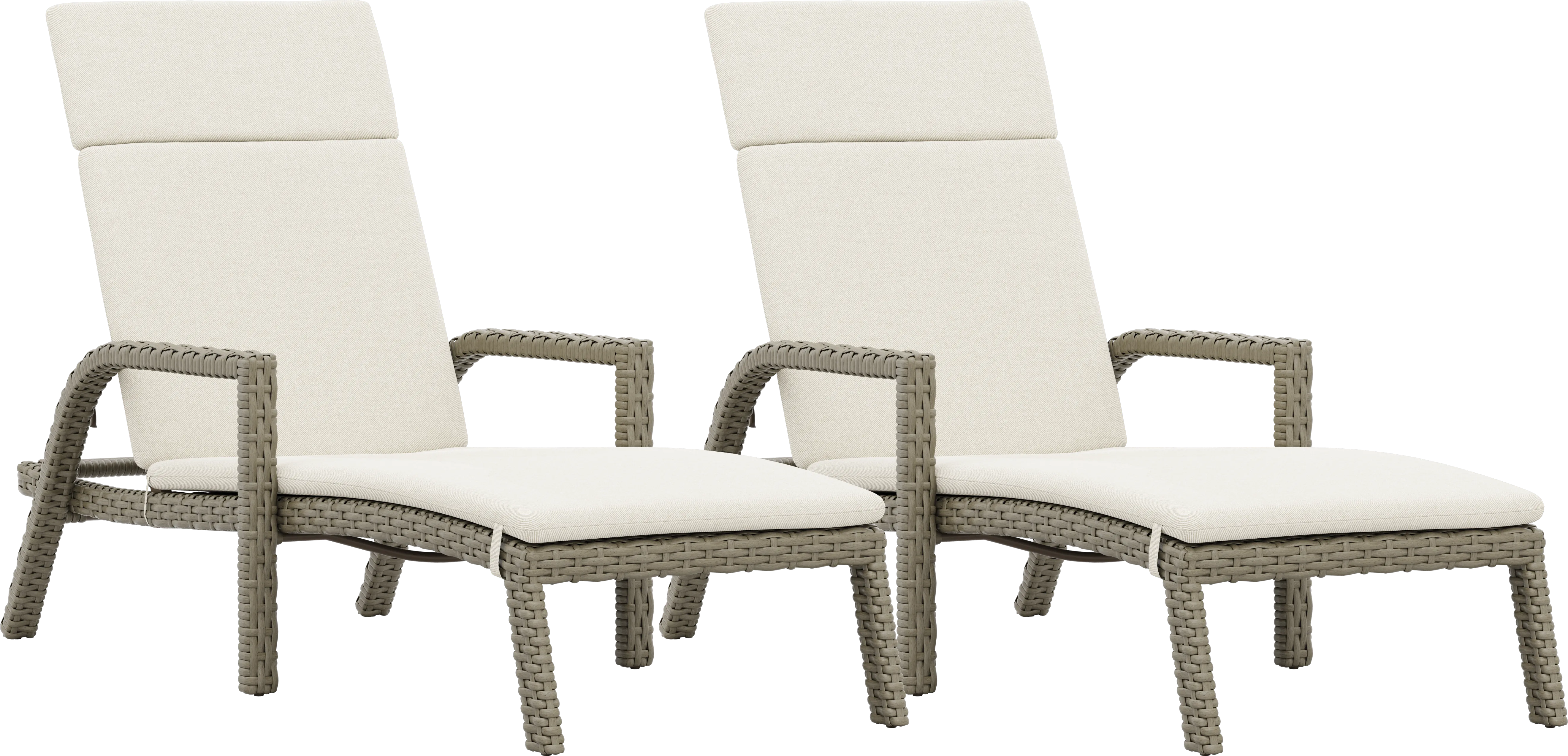 Siesta Key Driftwood Finish Outdoor Chaise with Desert Cushions, Set of 2 - Thumbnail - Image 1
